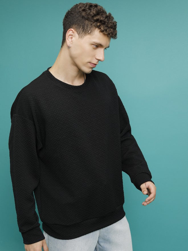 Highlander Men Black Round Neck Pullover Sweatshirt - Black - Image 6