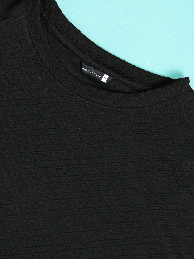 Highlander Men Black Round Neck Pullover Sweatshirt - Black - Image 7