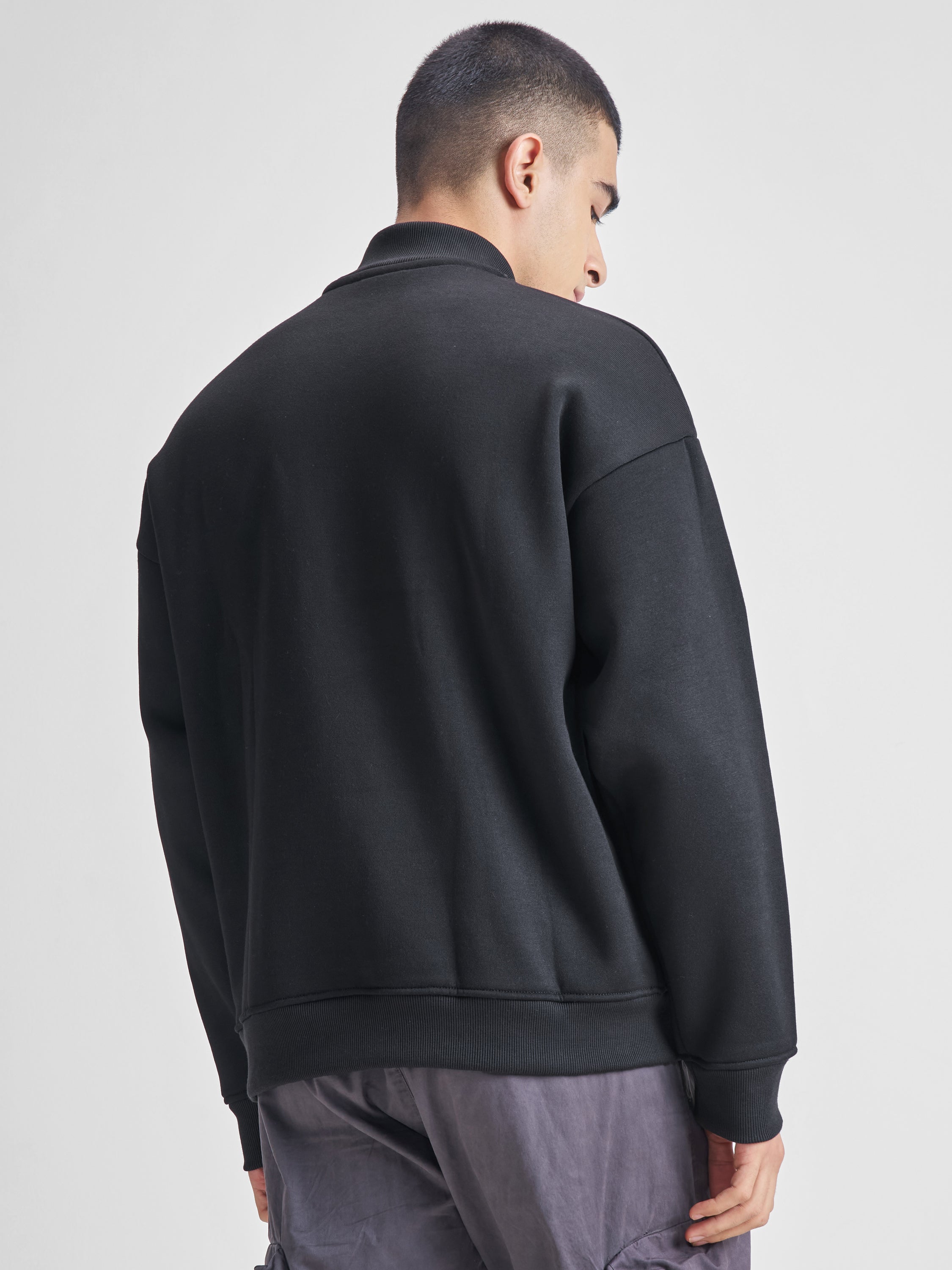 Highlander Men Black High Neck Pullover Sweatshirt - Black - Image 3