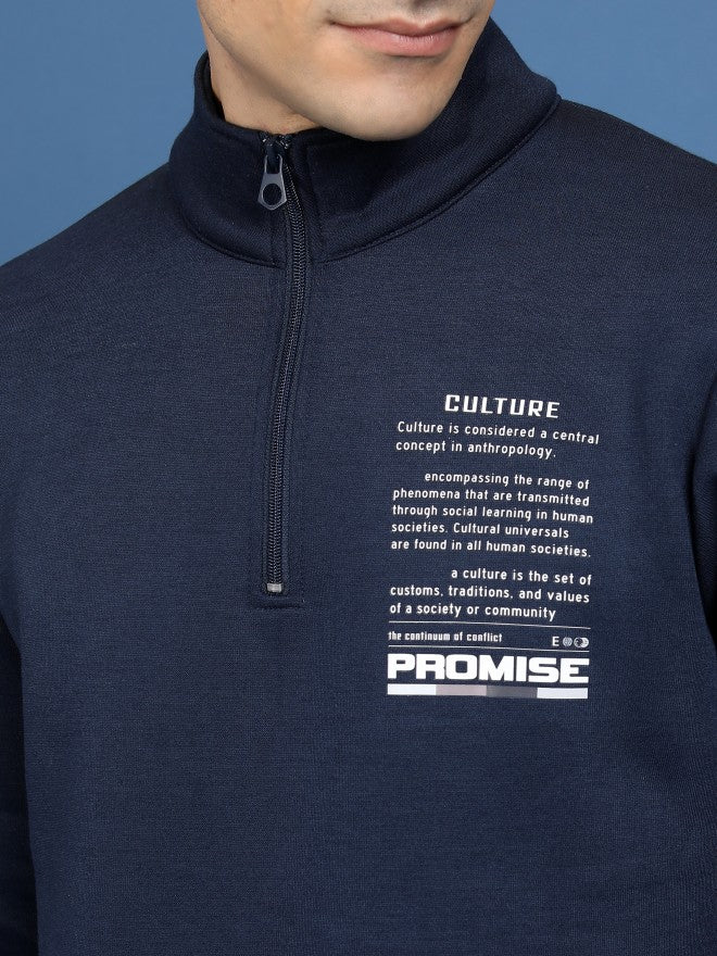 Highlander Men Navy Blue High Neck Pullover Sweatshirt - Navy Blue - Image 5