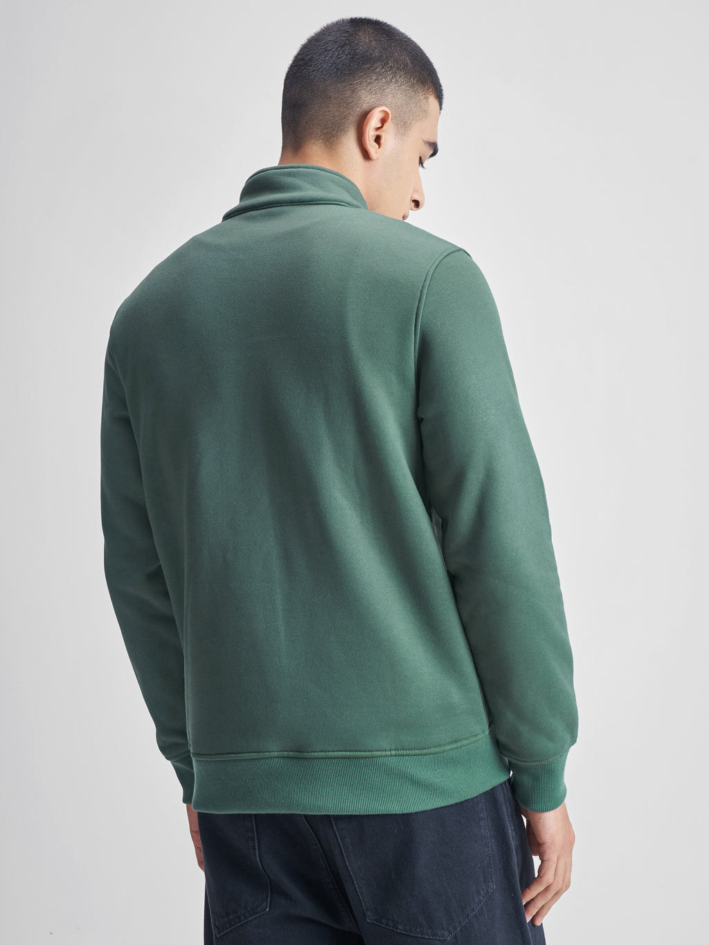 Highlander Men Green Mock Collar Pullover Sweatshirt - Green - Image 3
