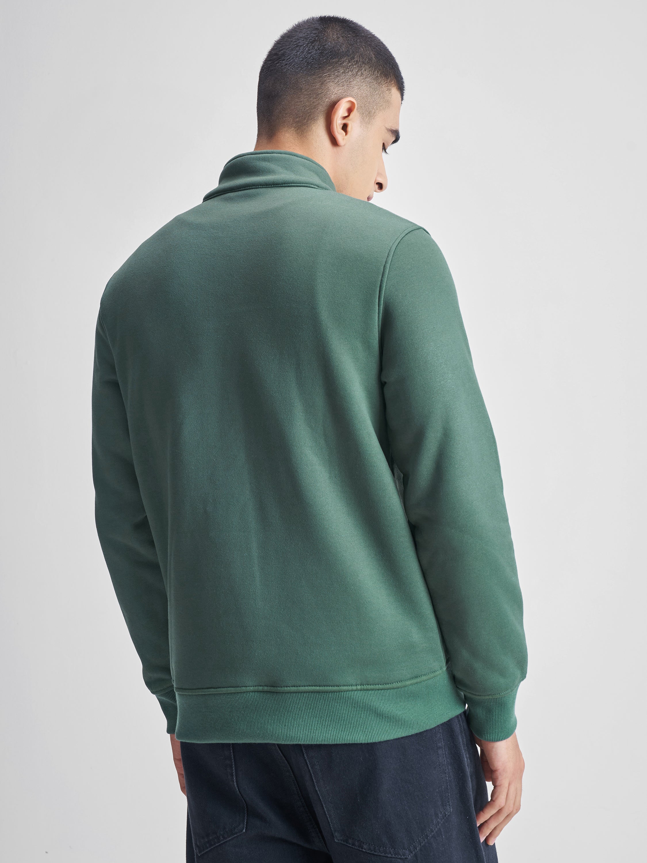 Highlander Men Green Mock Collar Pullover Sweatshirt - Green - Image 3
