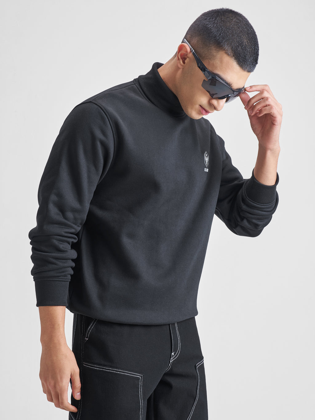 Highlander Men Black Turtle Neck Pullover Sweatshirt - Black - Image 6