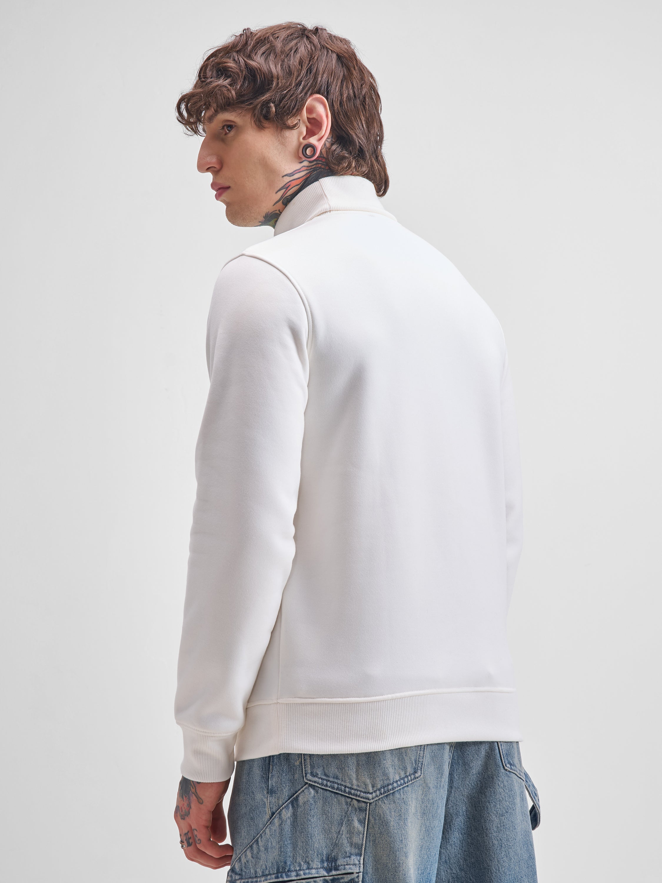 Highlander Men White Turtle Neck Pullover Sweatshirt - White - Image 3