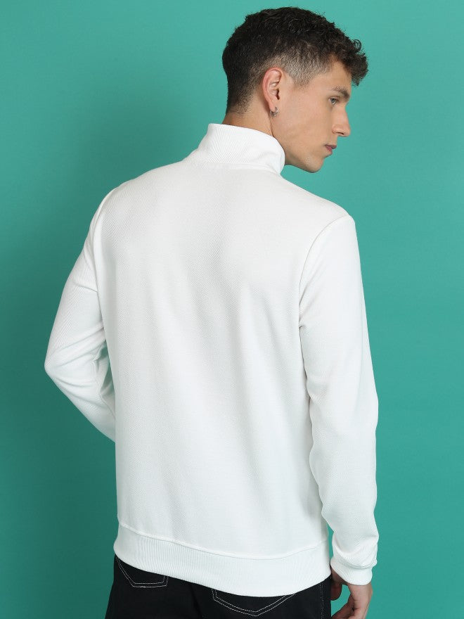 Highlander Men White High Neck Pullover Sweatshirt - White - Image 3