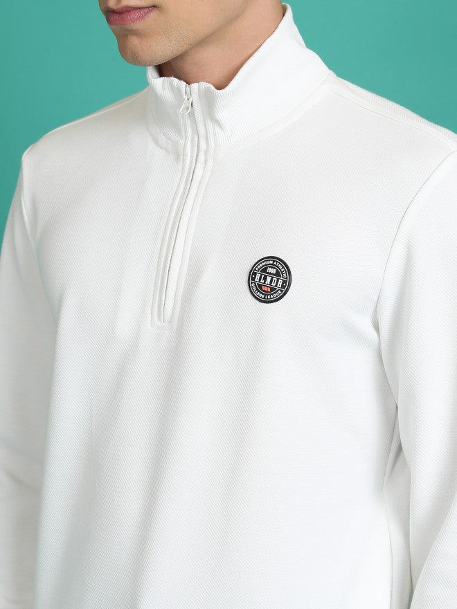 Highlander Men White High Neck Pullover Sweatshirt - White - Image 5