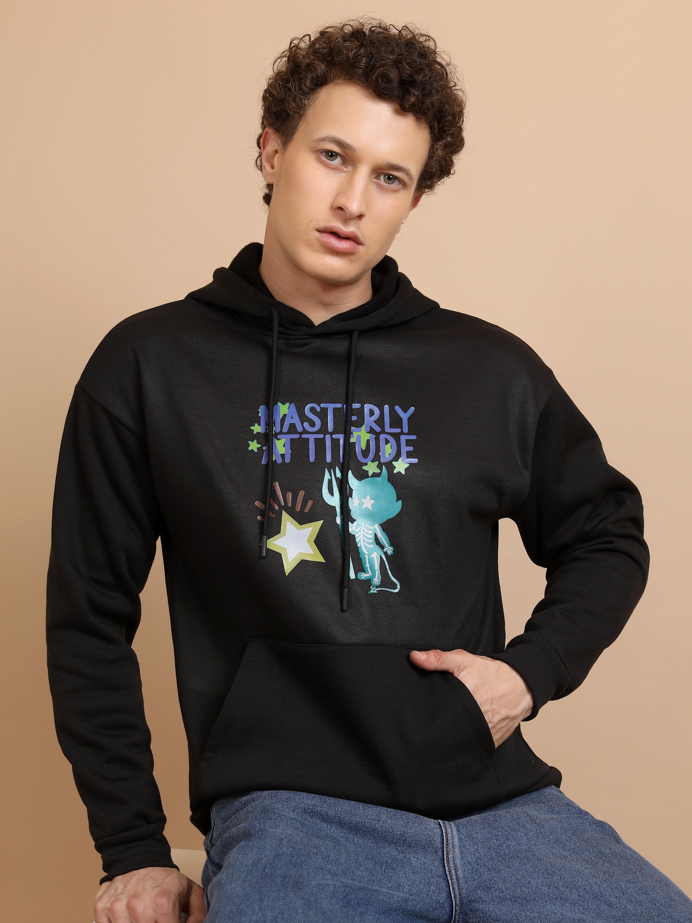 Highlander Men Black Hooded Pullover Sweatshirt - Black - Image 1