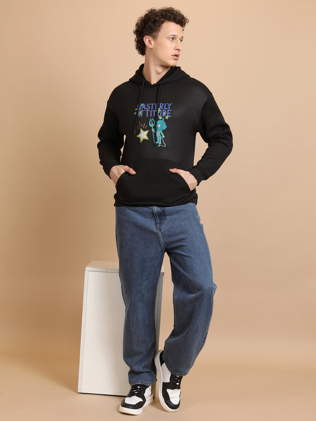 Highlander Men Black Hooded Pullover Sweatshirt - Black - Image 2