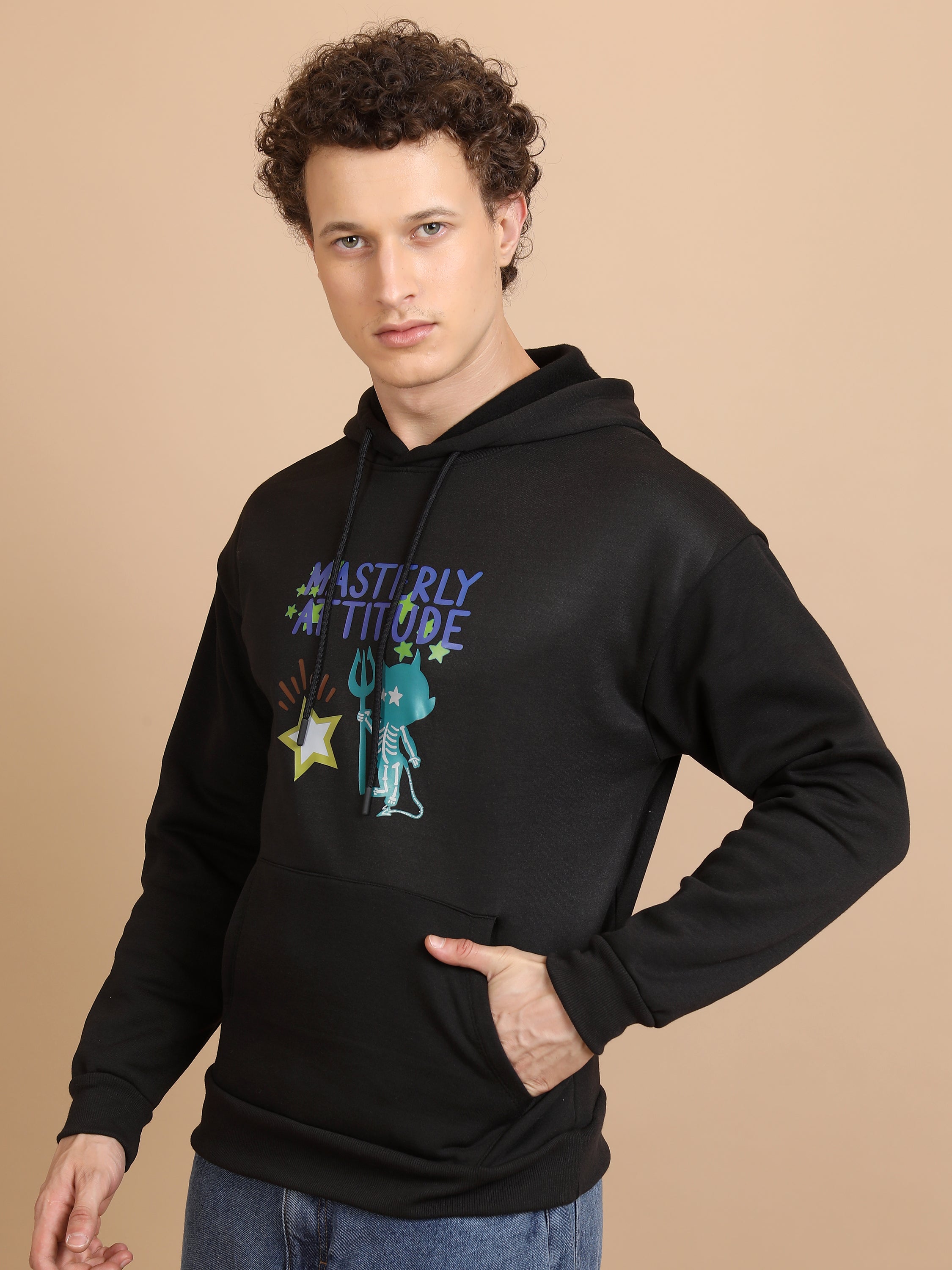 Highlander Men Black Hooded Pullover Sweatshirt - Black - Image 4