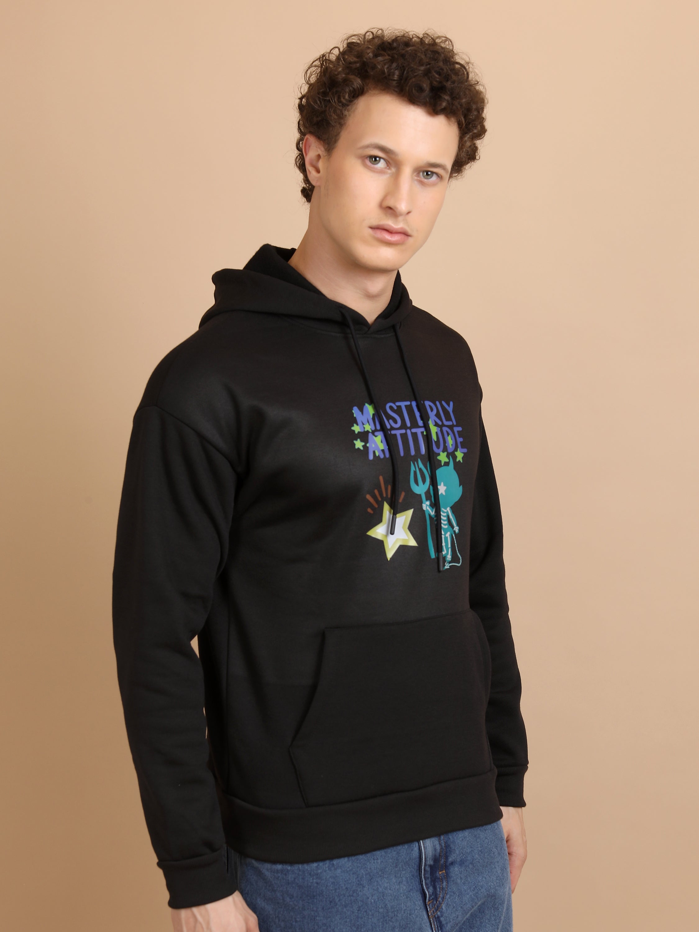 Highlander Men Black Hooded Pullover Sweatshirt - Black - Image 6