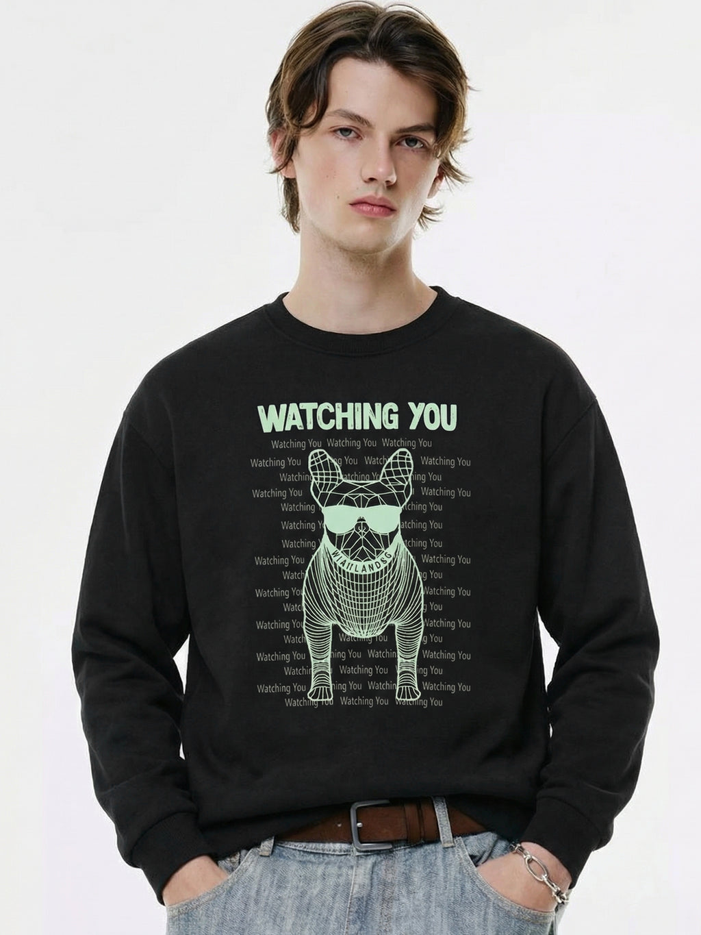 Highlander Men Black Round Neck Pullover Sweatshirt - Black - Image 1