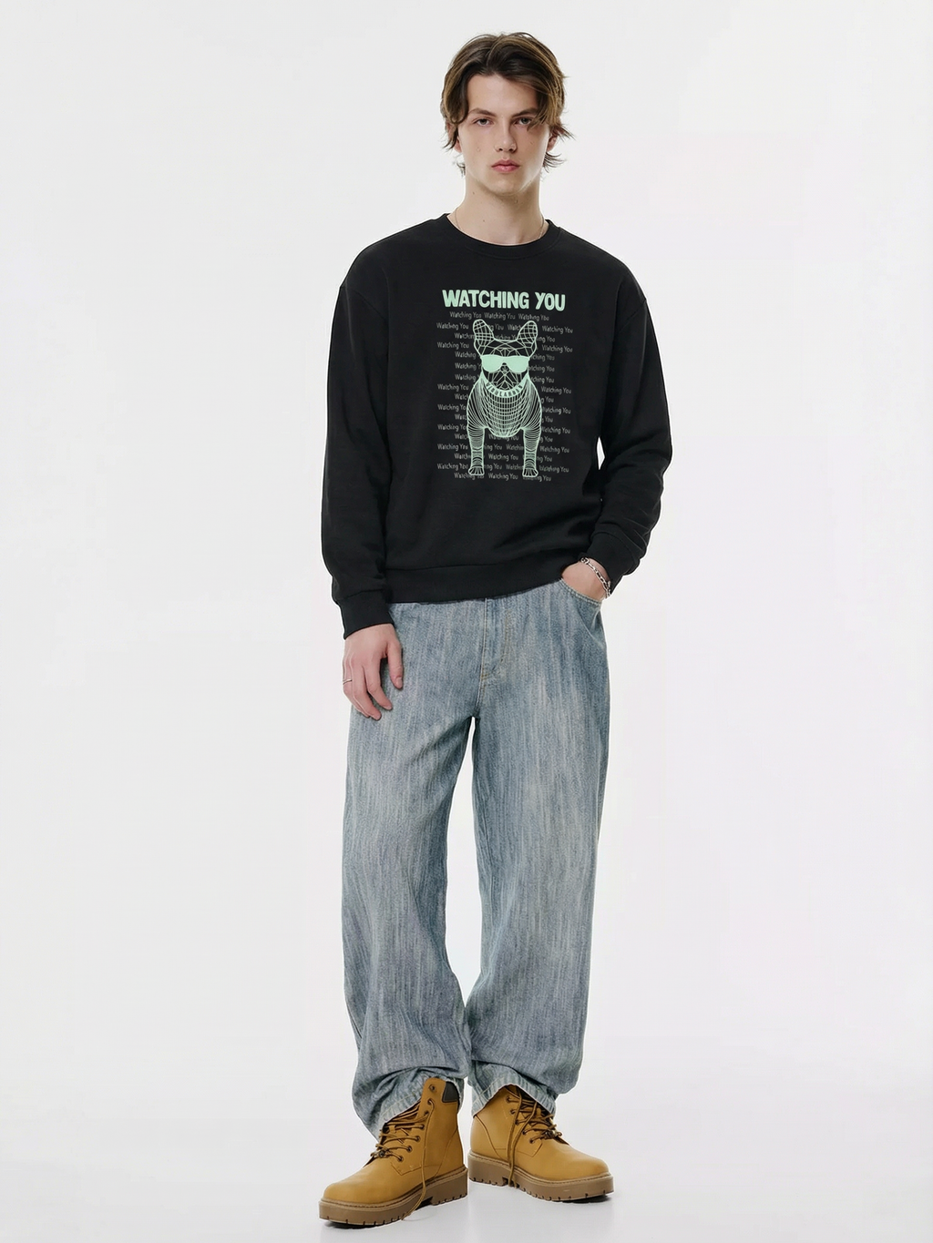 Highlander Men Black Round Neck Pullover Sweatshirt - Black - Image 3