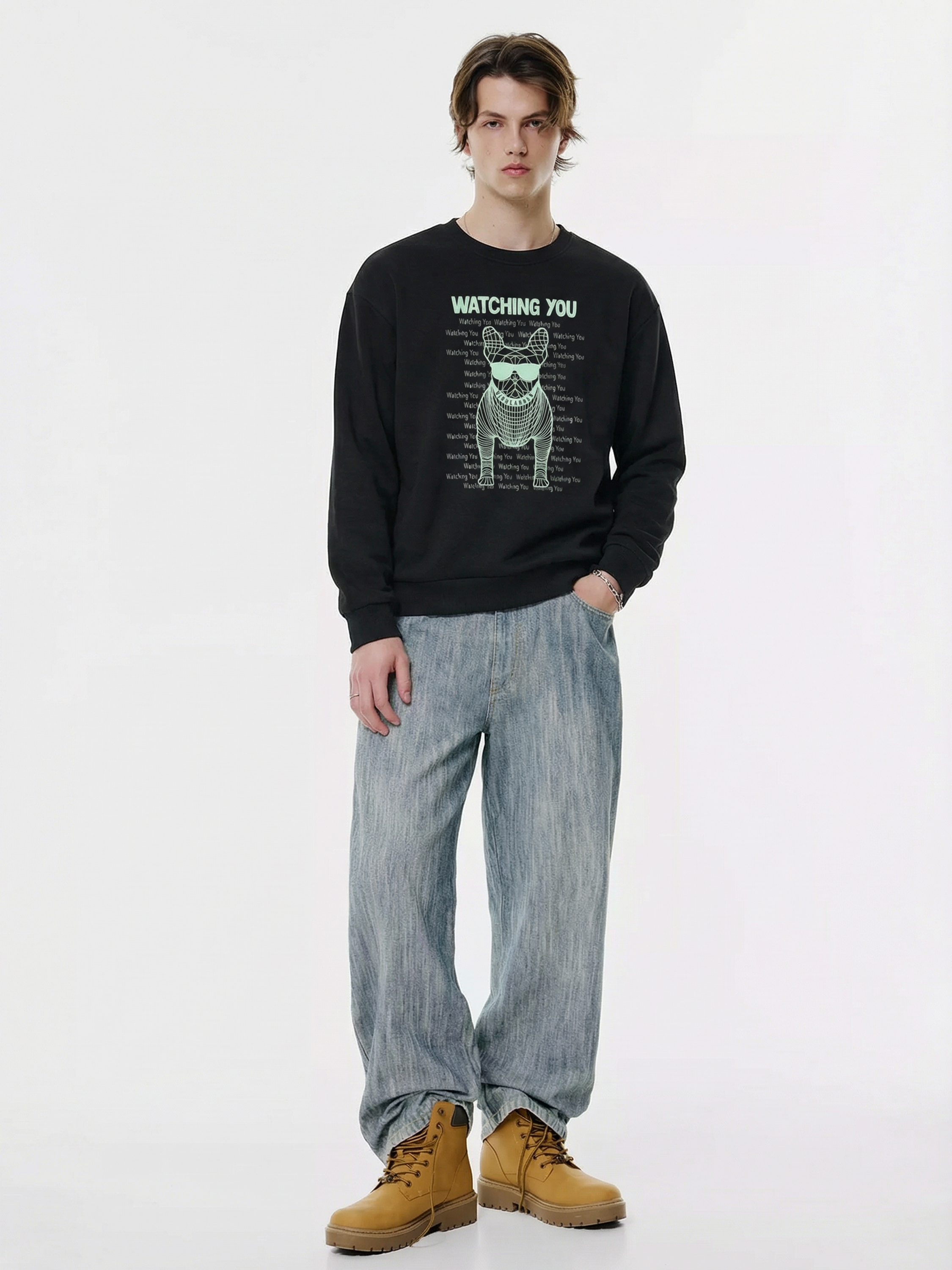Highlander Men Black Round Neck Pullover Sweatshirt - Black - Image 3