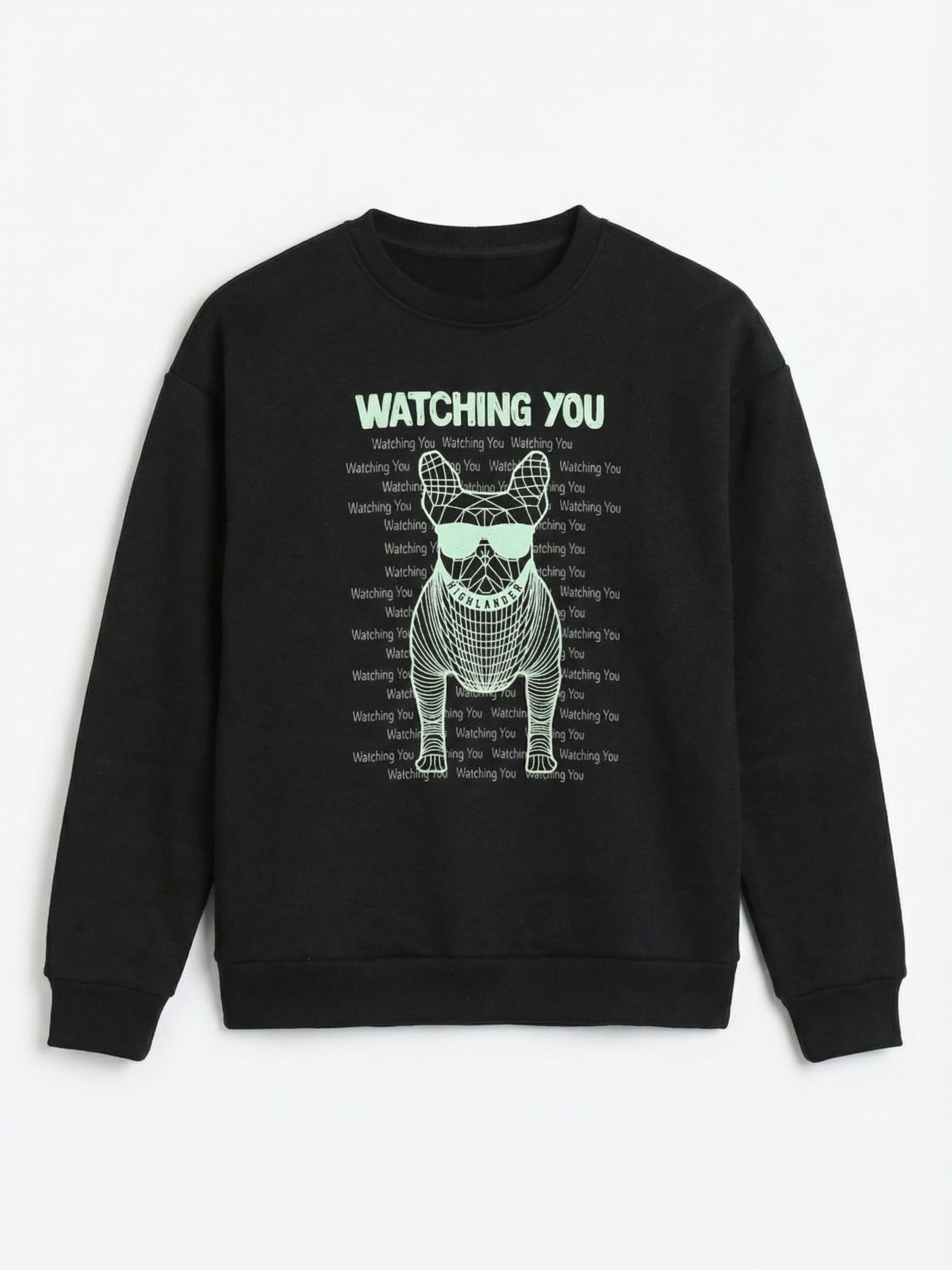 Highlander Men Black Round Neck Pullover Sweatshirt - Black - Image 4