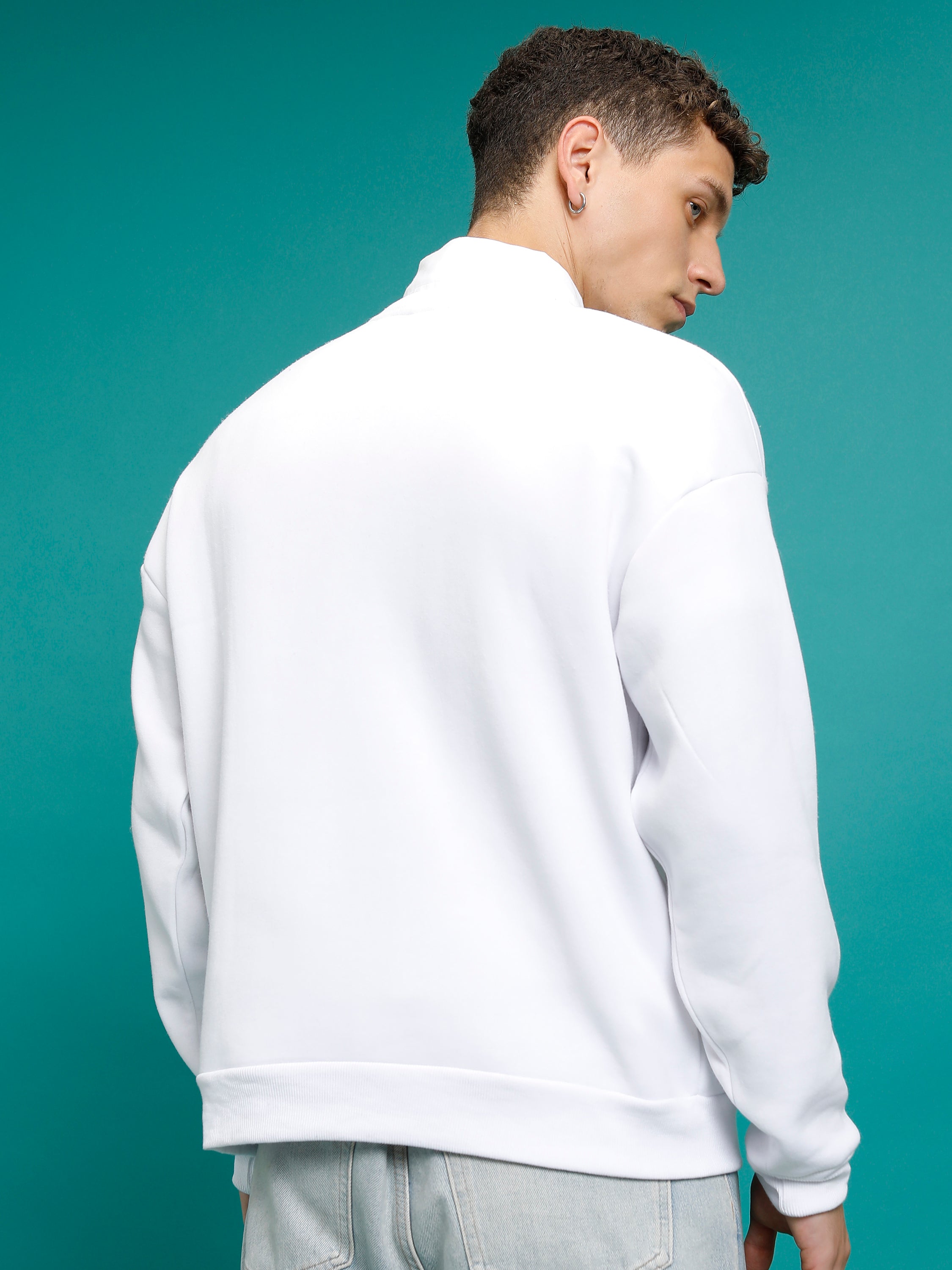 Highlander Men White Round Neck Pullover Sweatshirt - White - Image 3