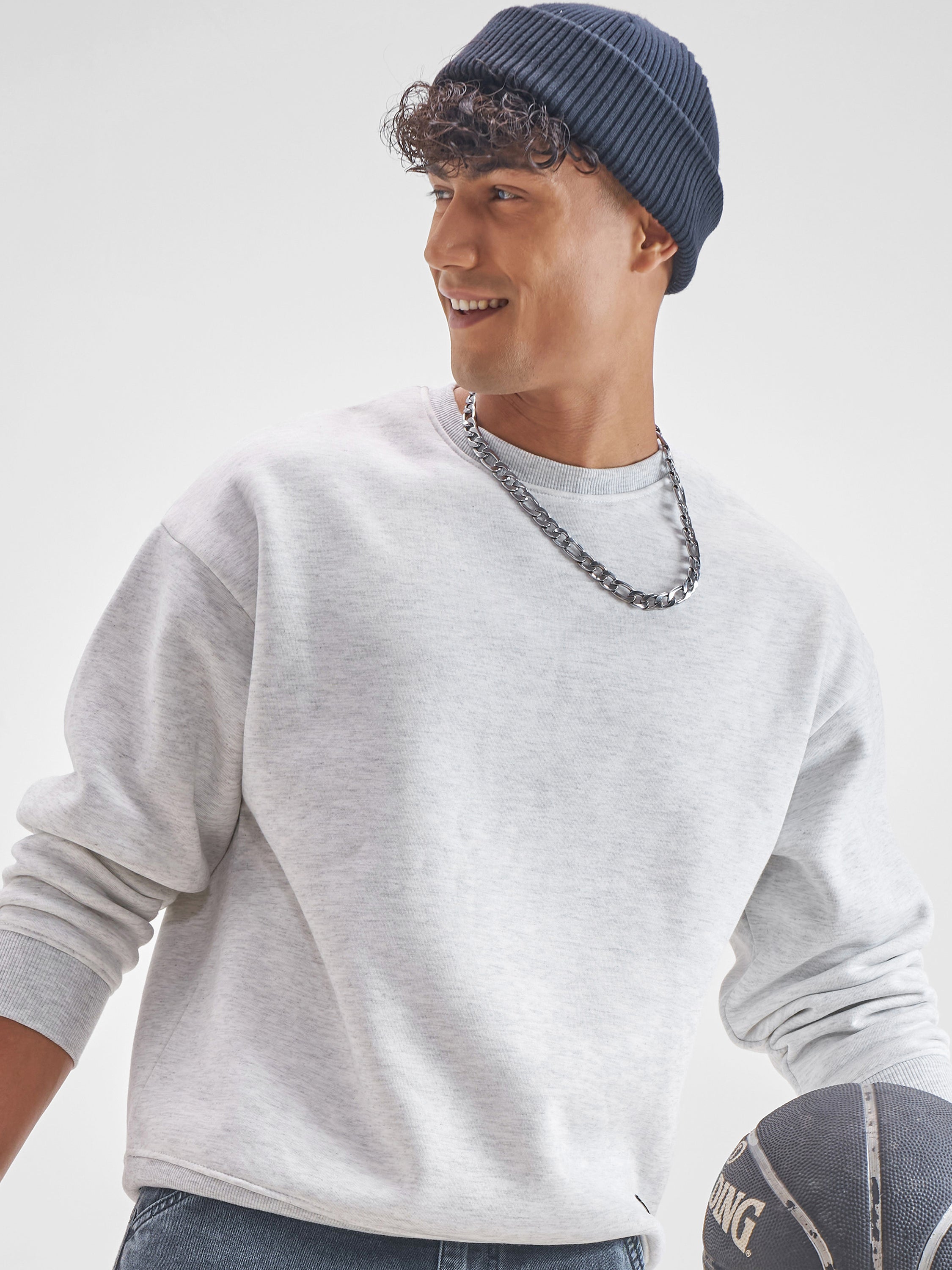 Highlander Men White Round Neck Pullover Sweatshirt - White - Image 1