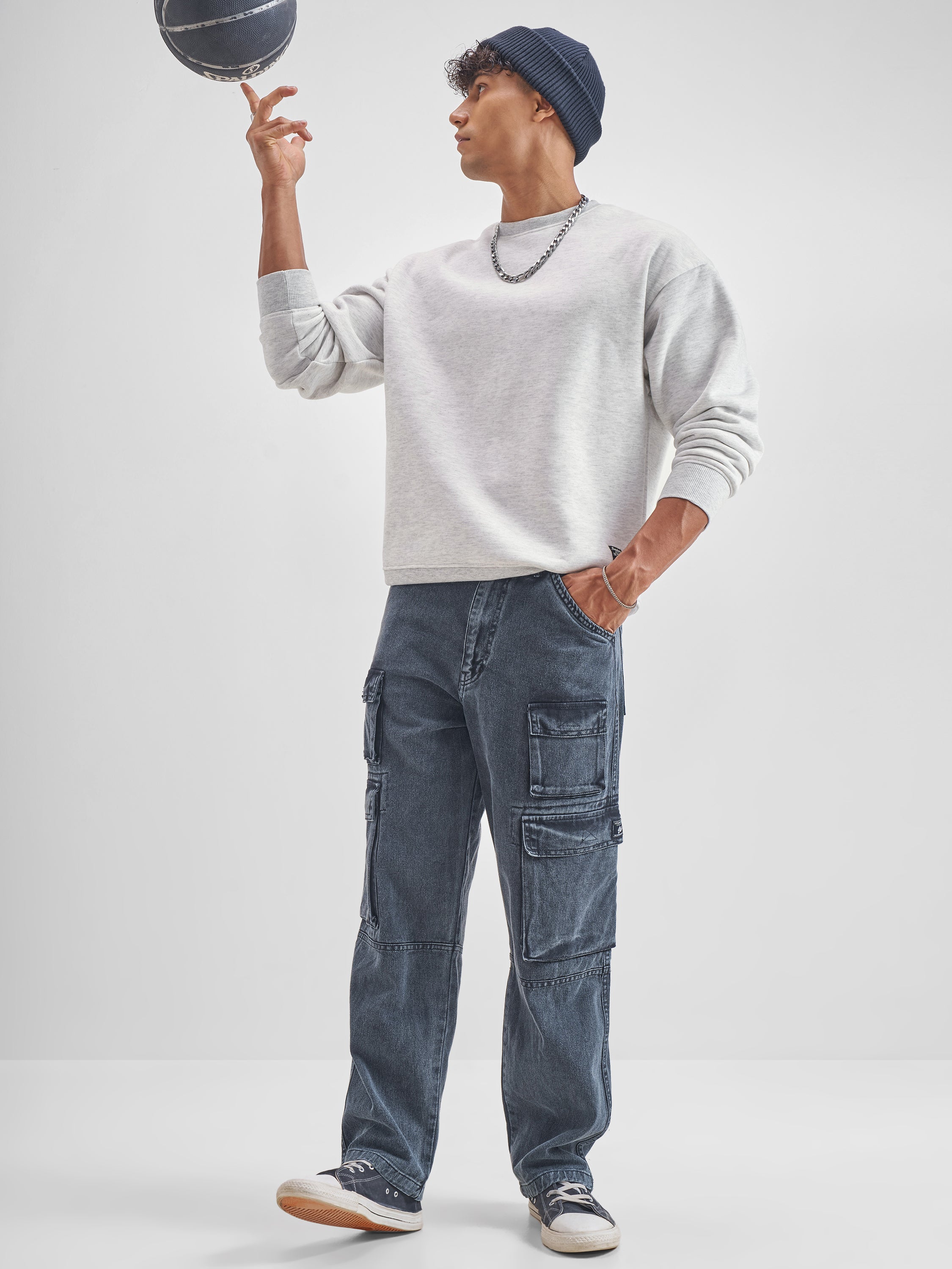 Highlander Men White Round Neck Pullover Sweatshirt - White - Image 2