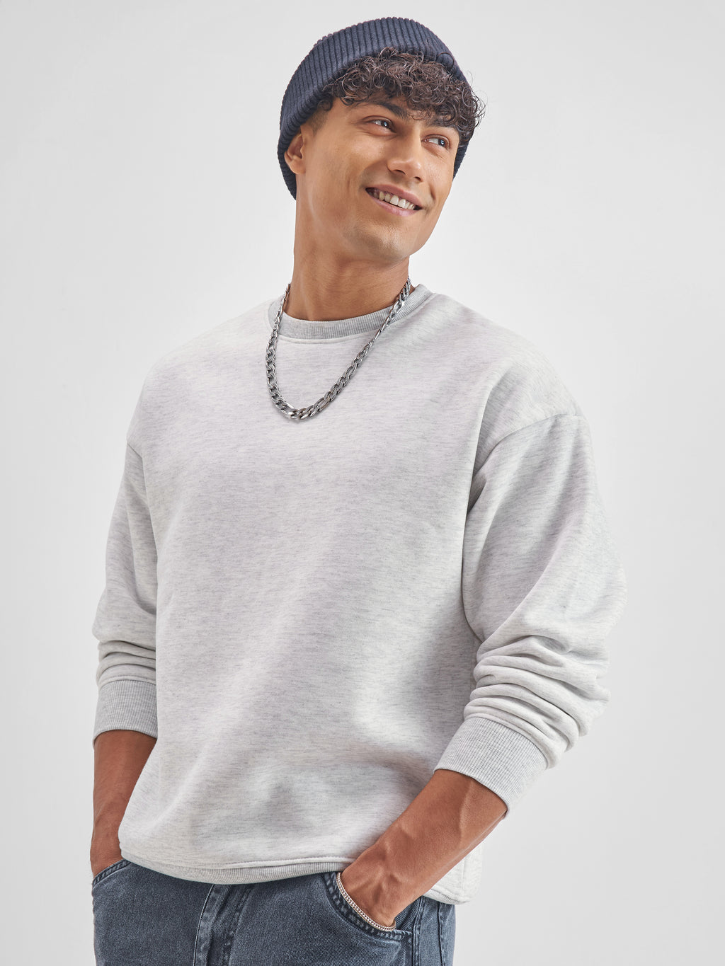 Highlander Men White Round Neck Pullover Sweatshirt - White - Image 4