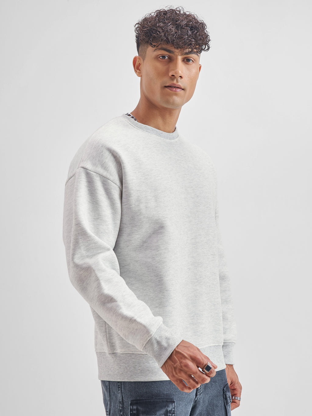 Highlander Men White Round Neck Pullover Sweatshirt - White - Image 6