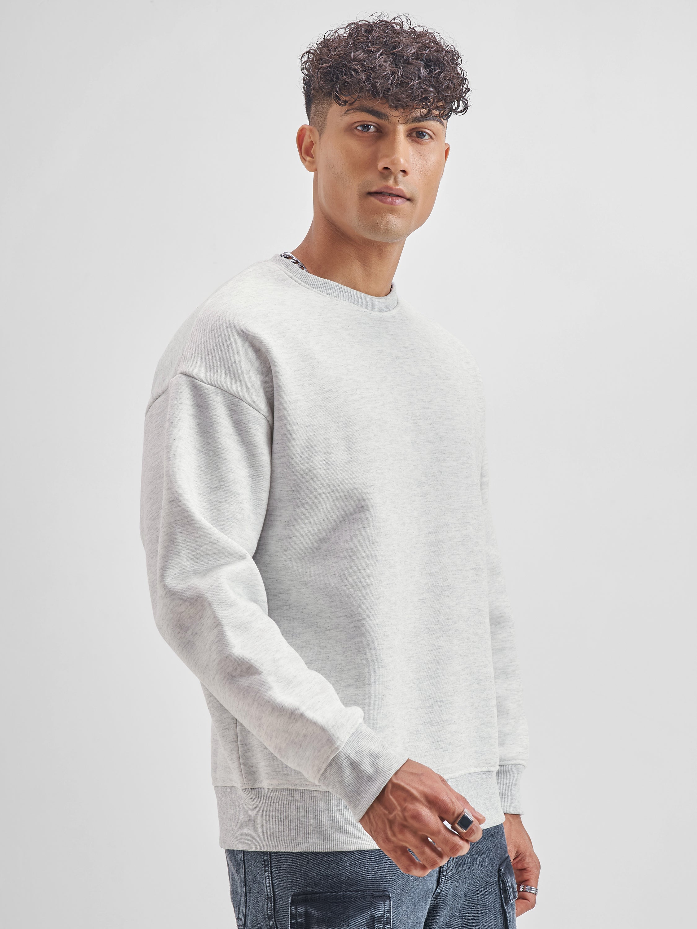 Highlander Men White Round Neck Pullover Sweatshirt - White - Image 6