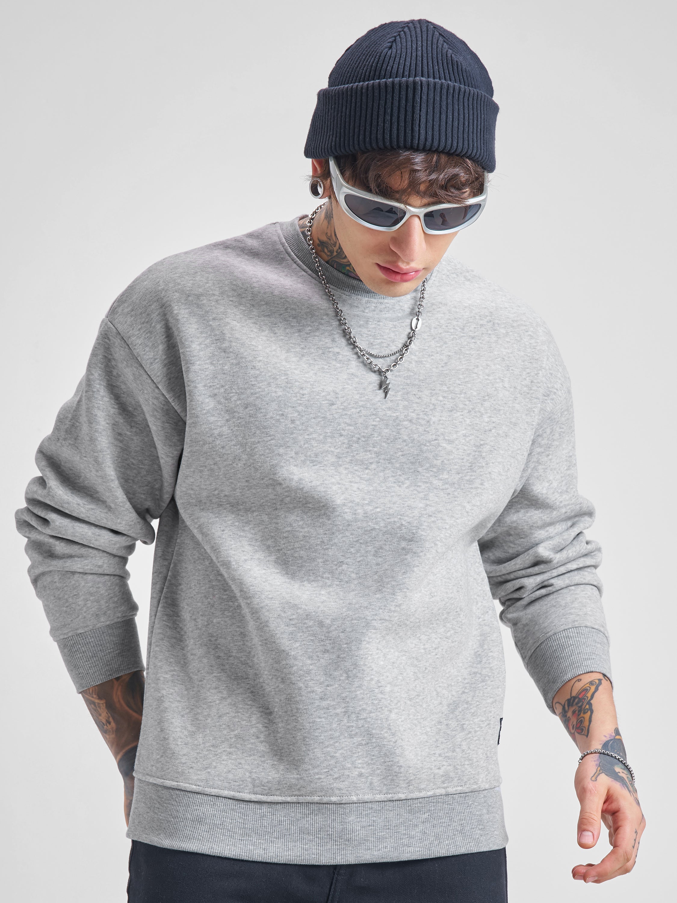 Highlander Men Grey Round Neck Pullover Sweatshirt - Grey - Image 1