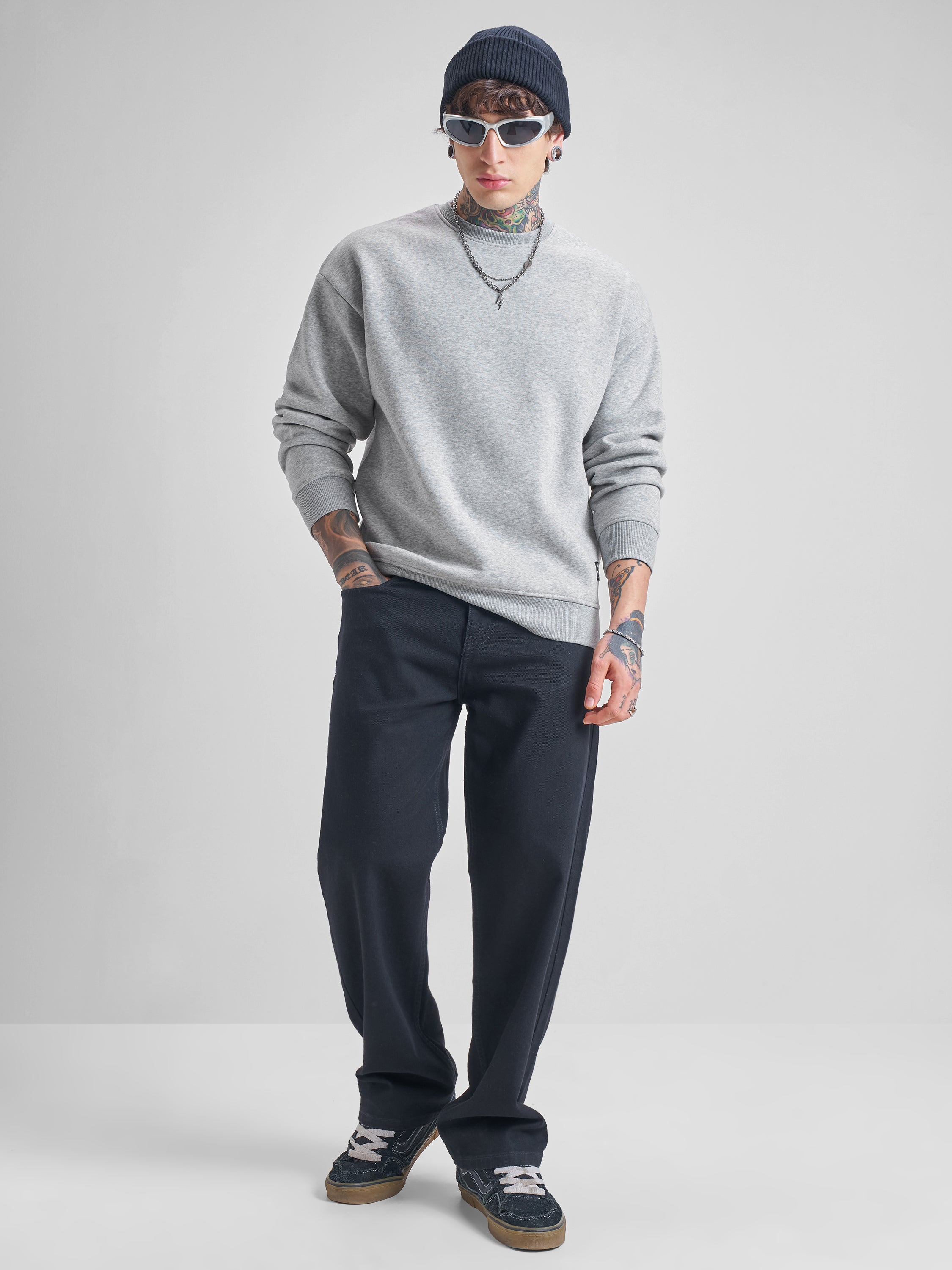 Highlander Men Grey Round Neck Pullover Sweatshirt - Grey - Image 2