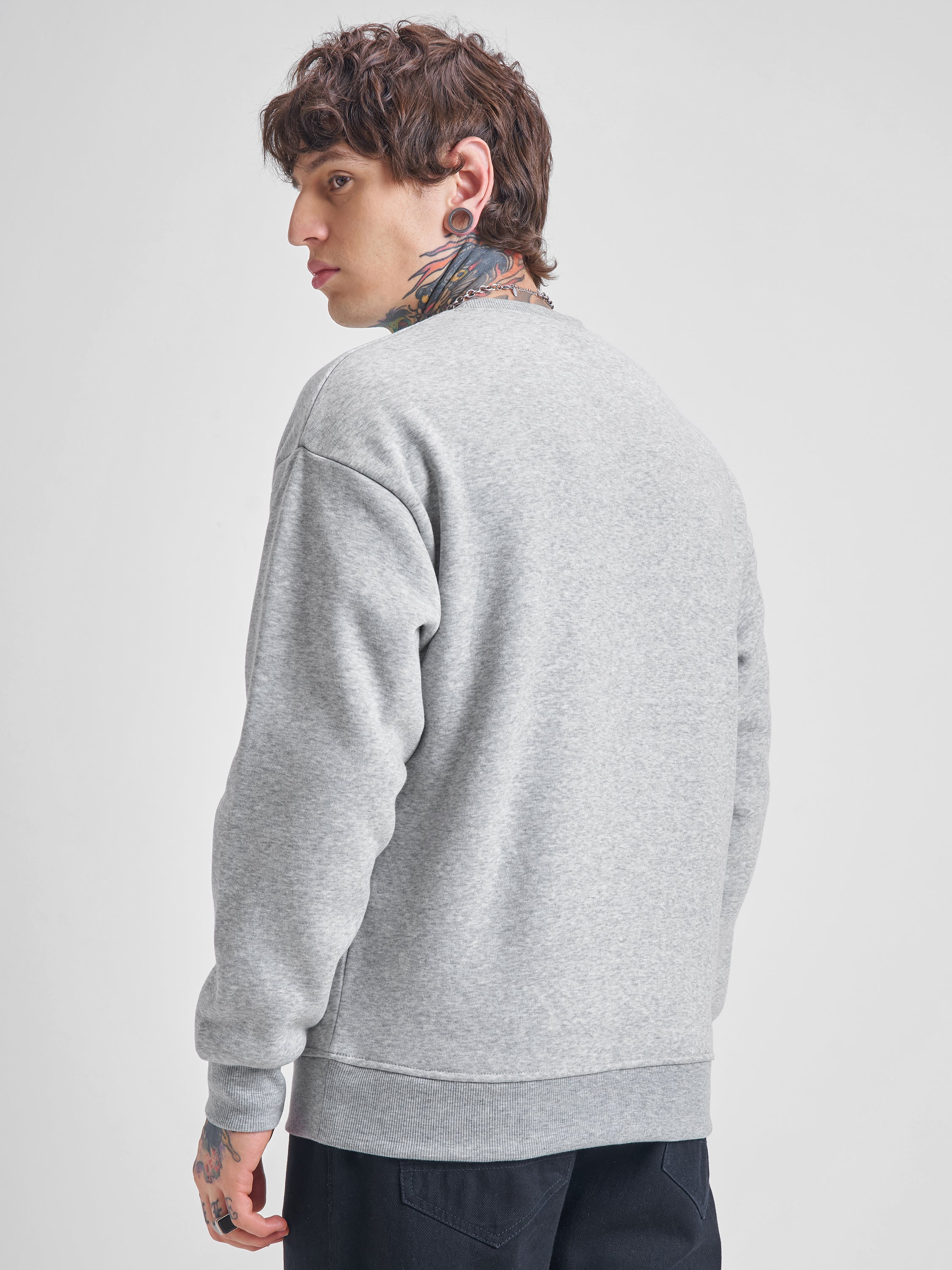 Highlander Men Grey Round Neck Pullover Sweatshirt - Grey - Image 3