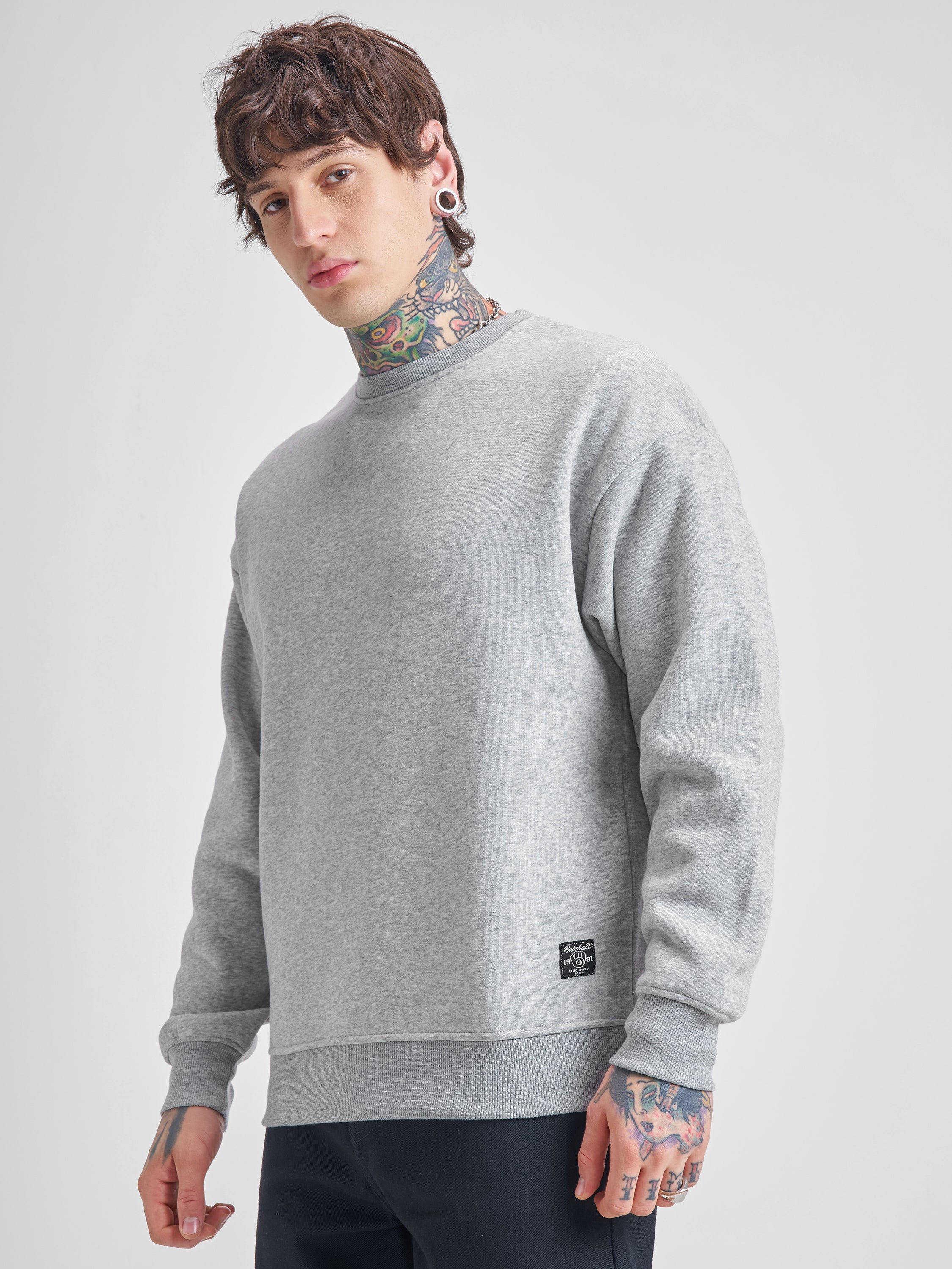 Highlander Men Grey Round Neck Pullover Sweatshirt - Grey - Image 4