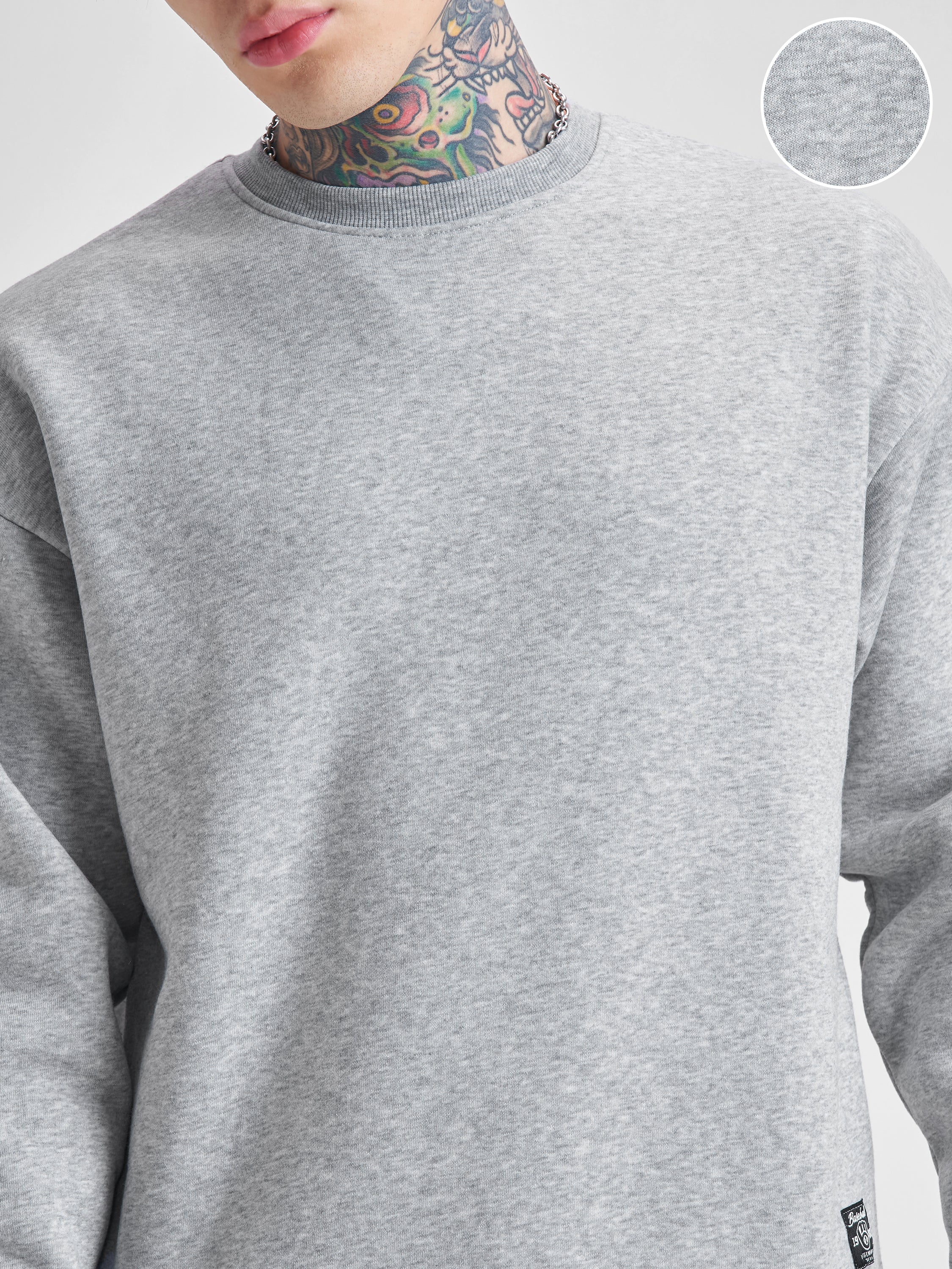 Highlander Men Grey Round Neck Pullover Sweatshirt - Grey - Image 5