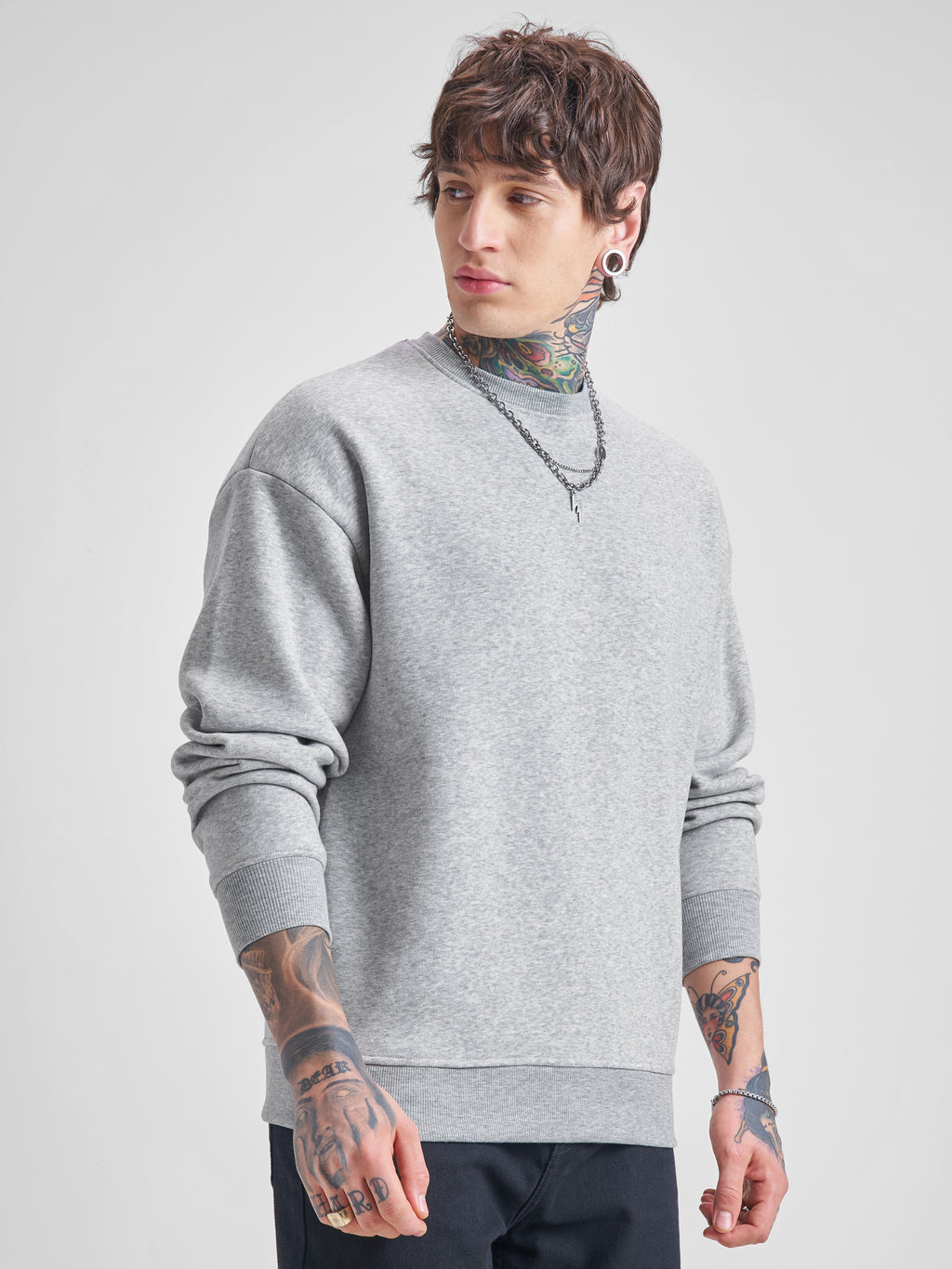 Highlander Men Grey Round Neck Pullover Sweatshirt - Grey - Image 6