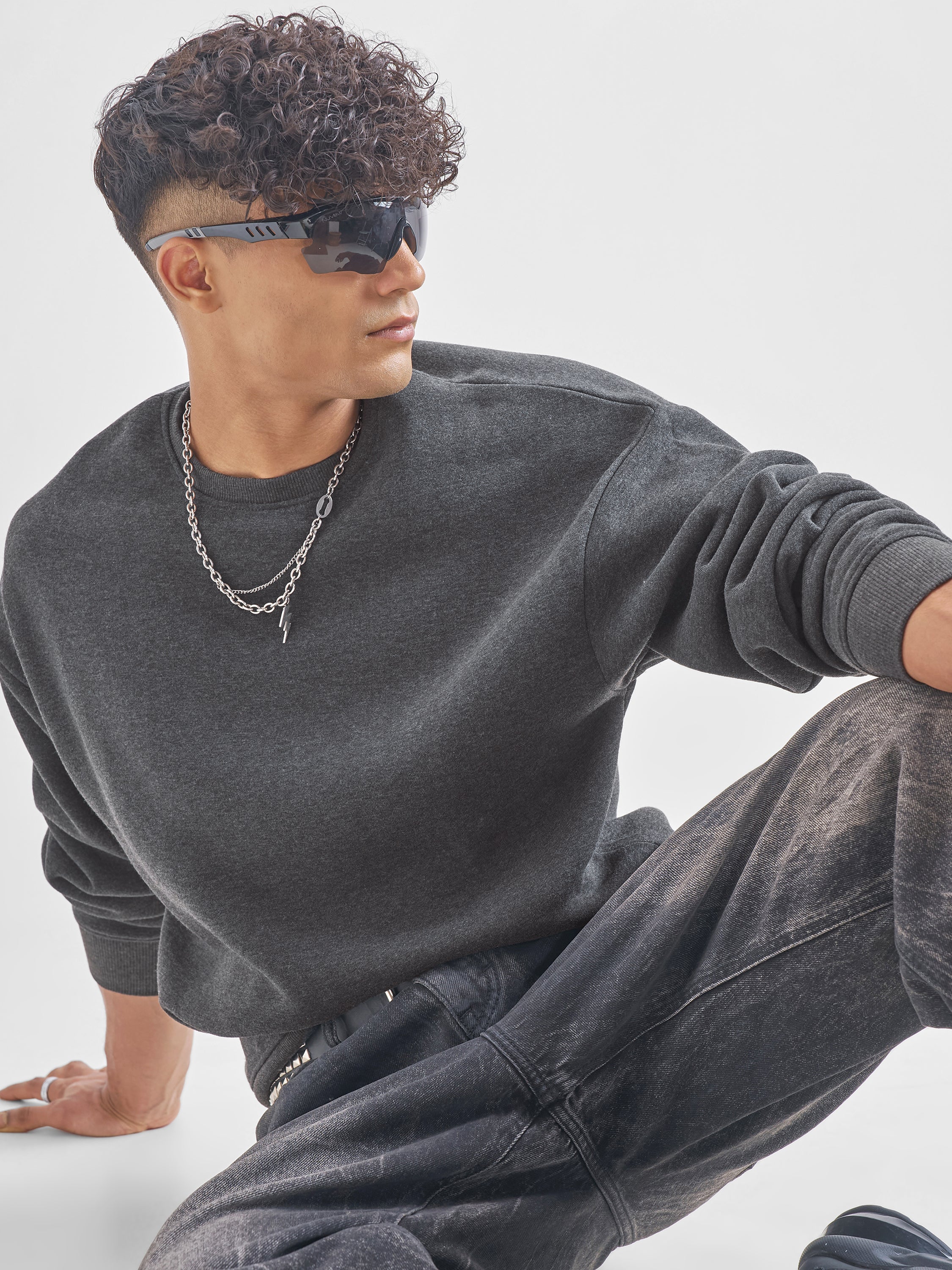 Highlander Men Grey Round Neck Pullover Sweatshirt - Grey - Image 1