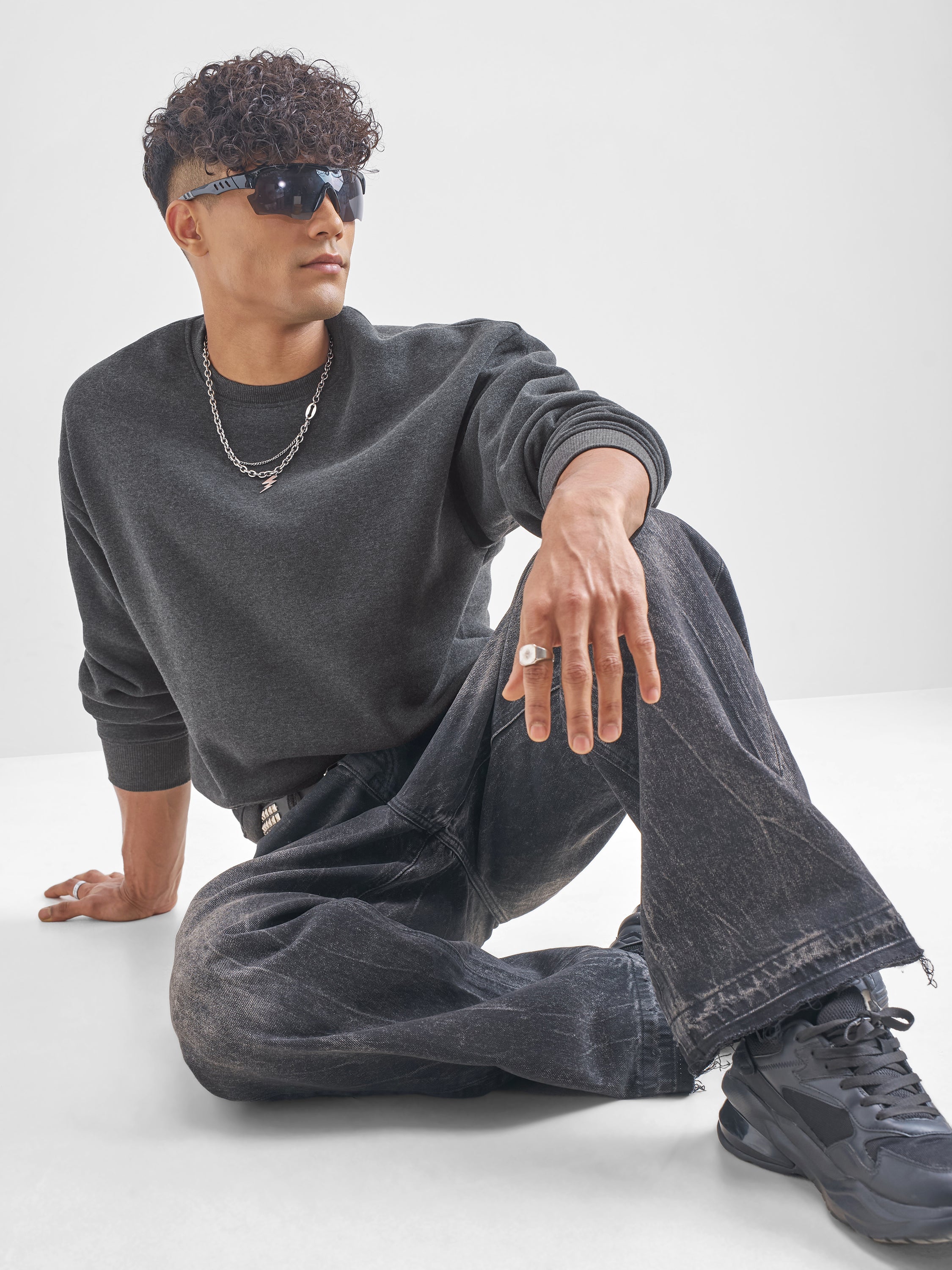 Highlander Men Grey Round Neck Pullover Sweatshirt - Grey - Image 2