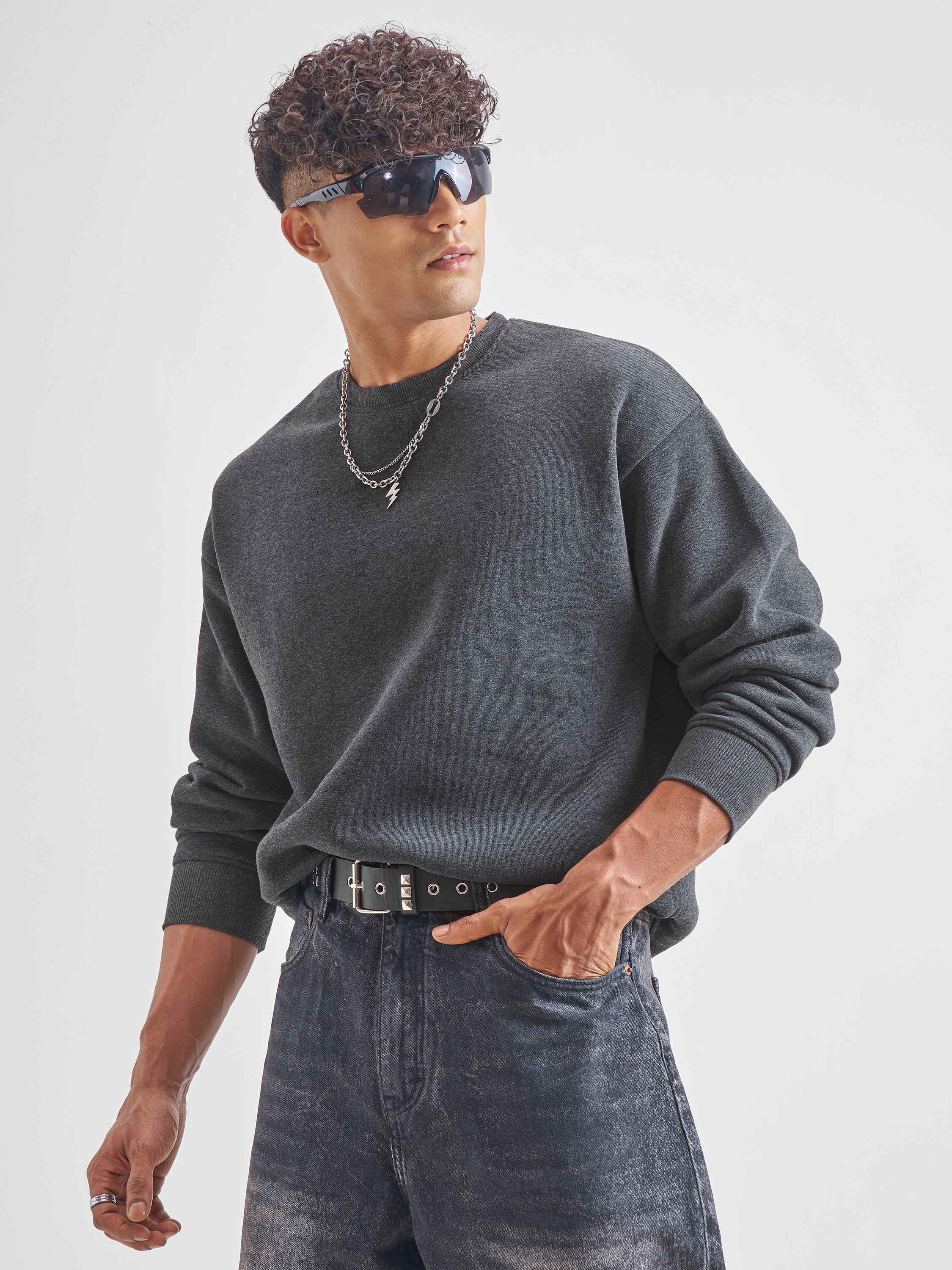 Highlander Men Grey Round Neck Pullover Sweatshirt - Grey - Image 4