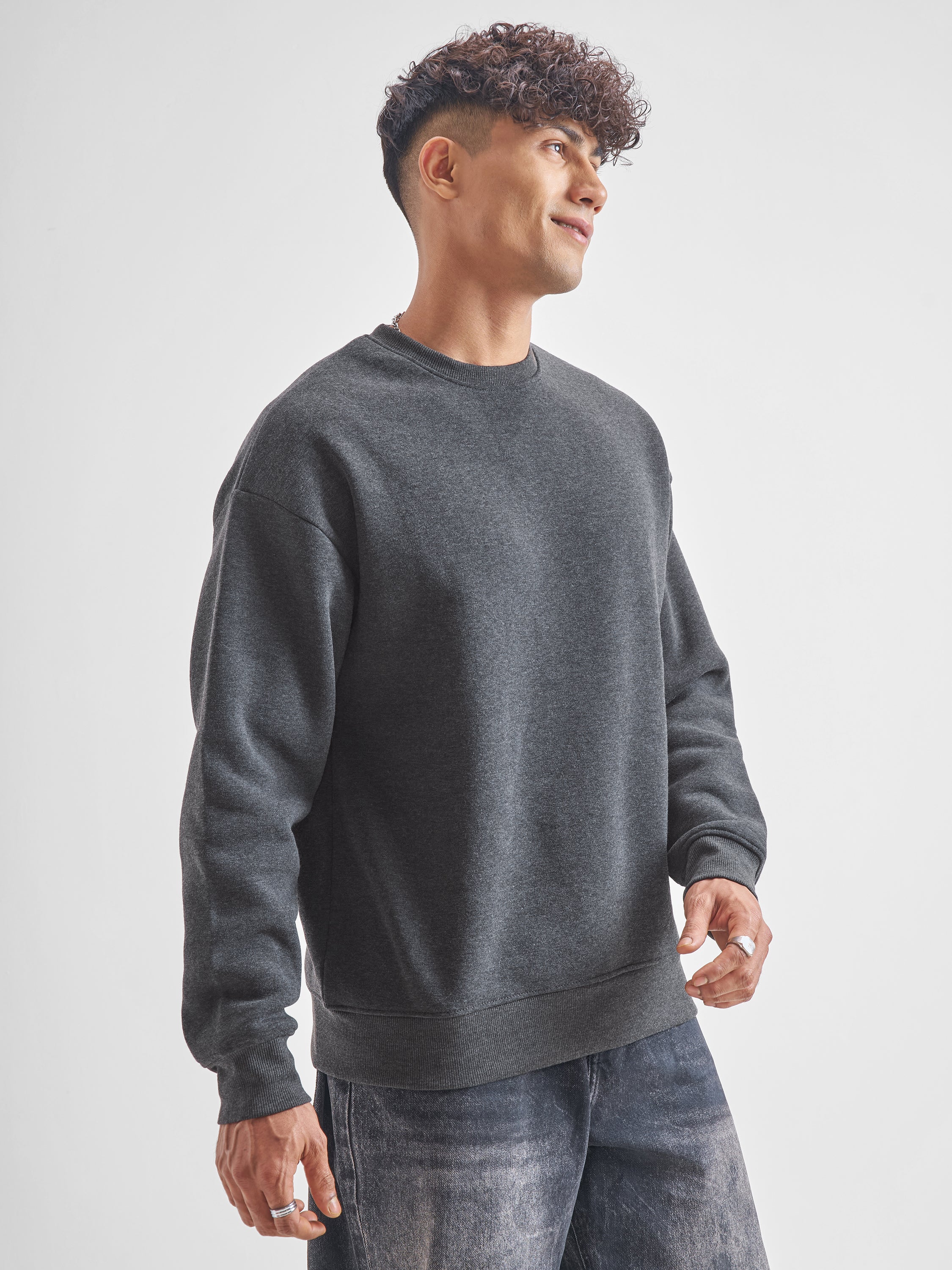 Highlander Men Grey Round Neck Pullover Sweatshirt - Grey - Image 6