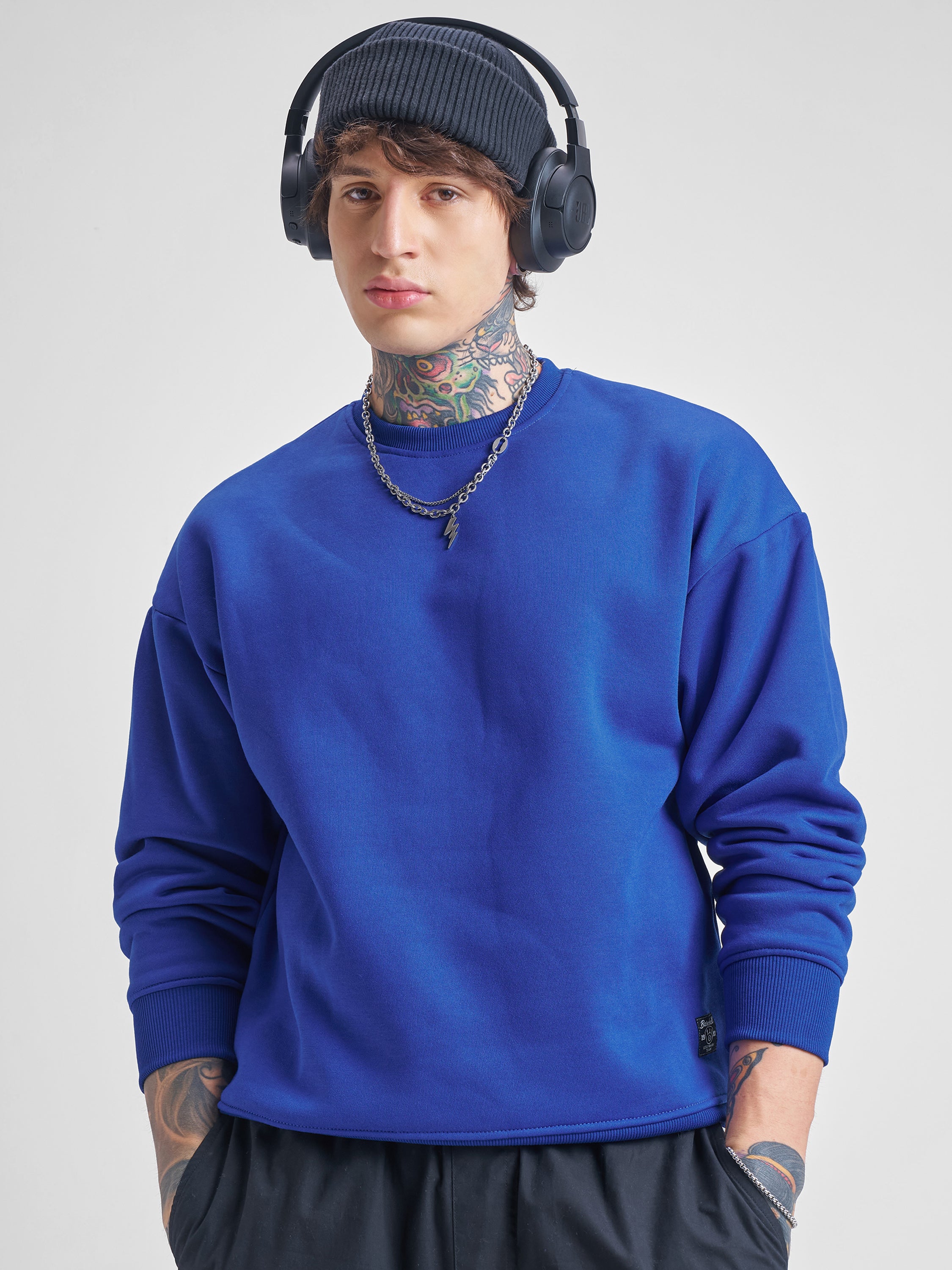 Highlander Men Blue Round Neck Pullover Sweatshirt - Blue - Image 1