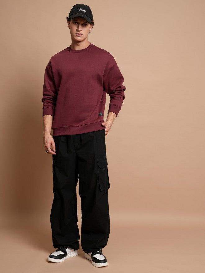 Highlander Men Red Round Neck Pullover Sweatshirt - Red - Image 2