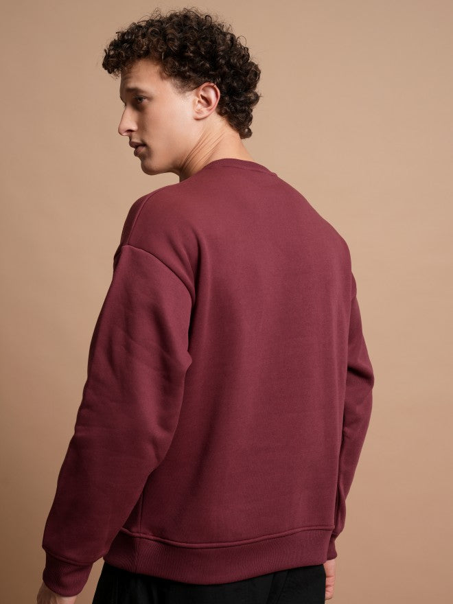 Highlander Men Red Round Neck Pullover Sweatshirt - Red - Image 3