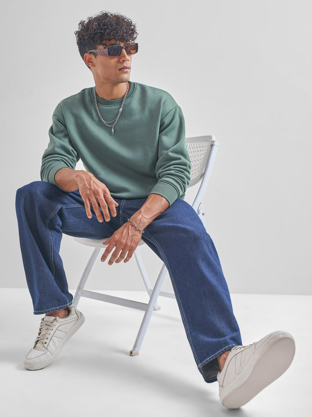 Highlander Men Green Round Neck Pullover Sweatshirt - Green - Image 2