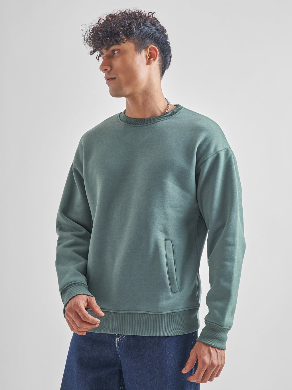 Highlander Men Green Round Neck Pullover Sweatshirt - Green - Image 4
