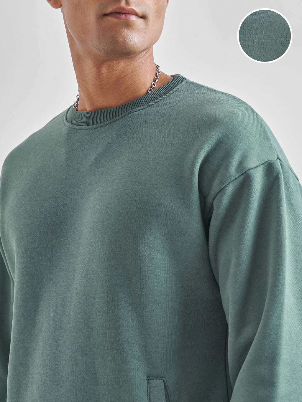 Highlander Men Green Round Neck Pullover Sweatshirt - Green - Image 5