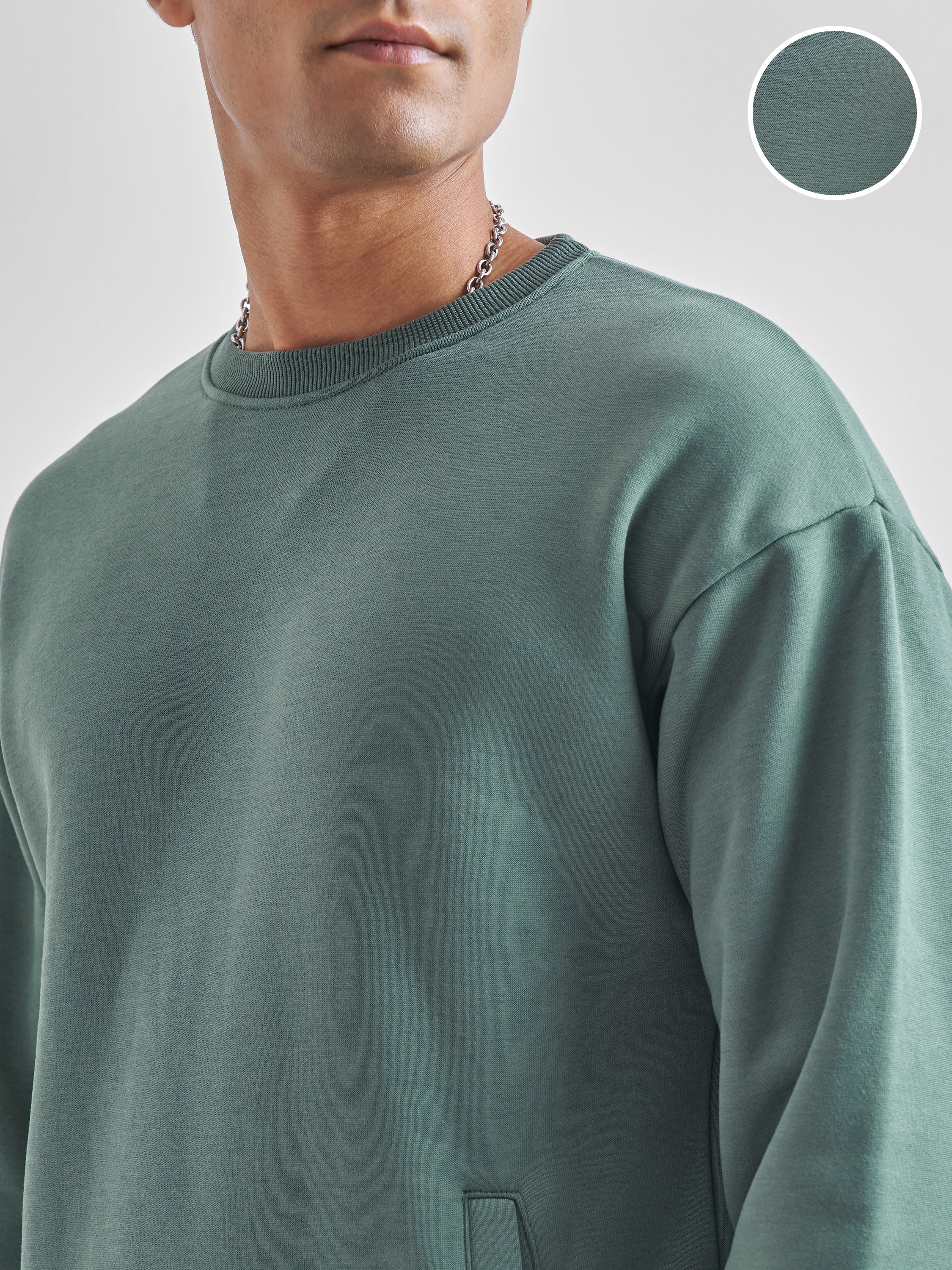 Highlander Men Green Round Neck Pullover Sweatshirt - Green - Image 5