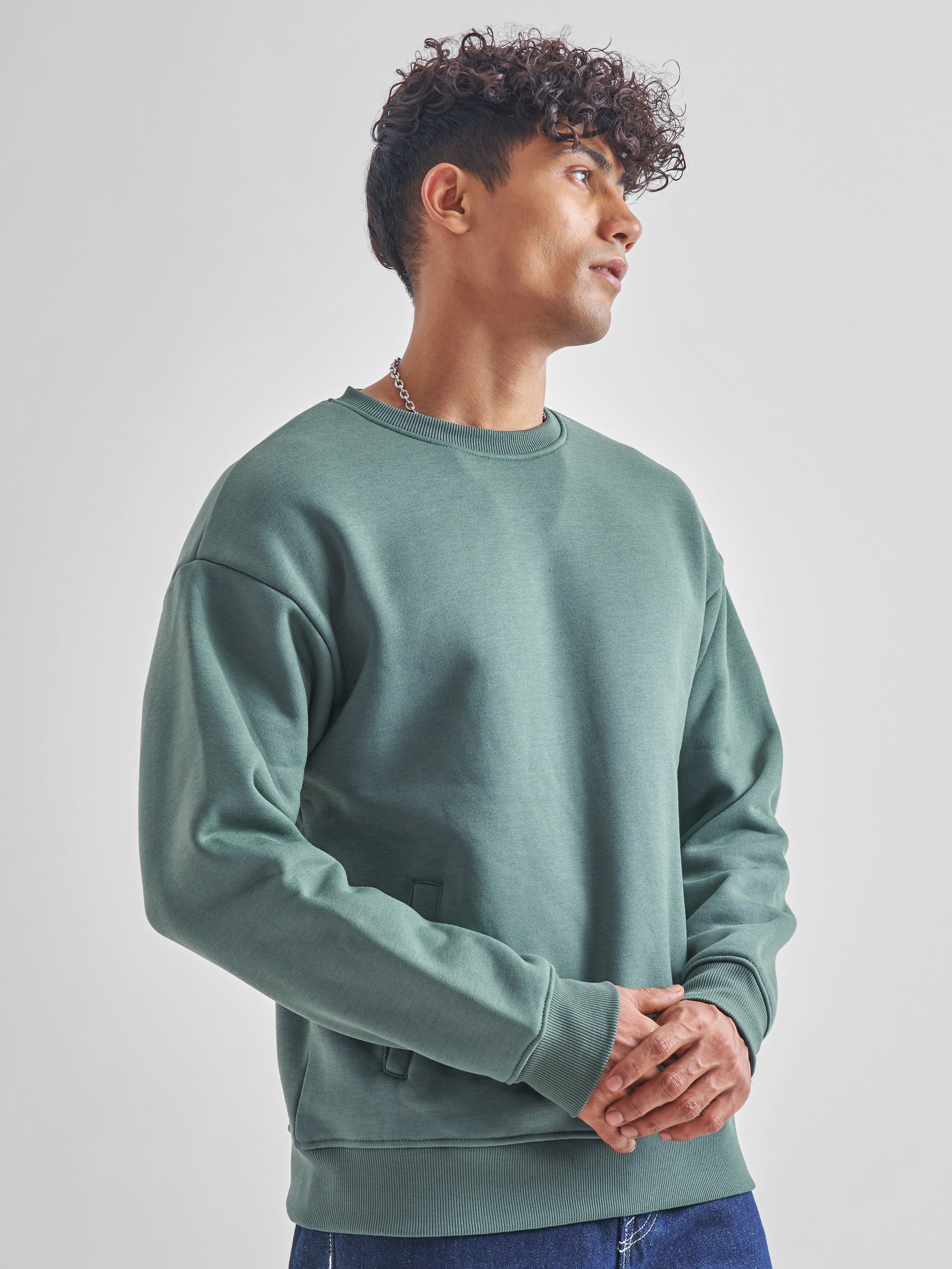 Highlander Men Green Round Neck Pullover Sweatshirt - Green - Image 6