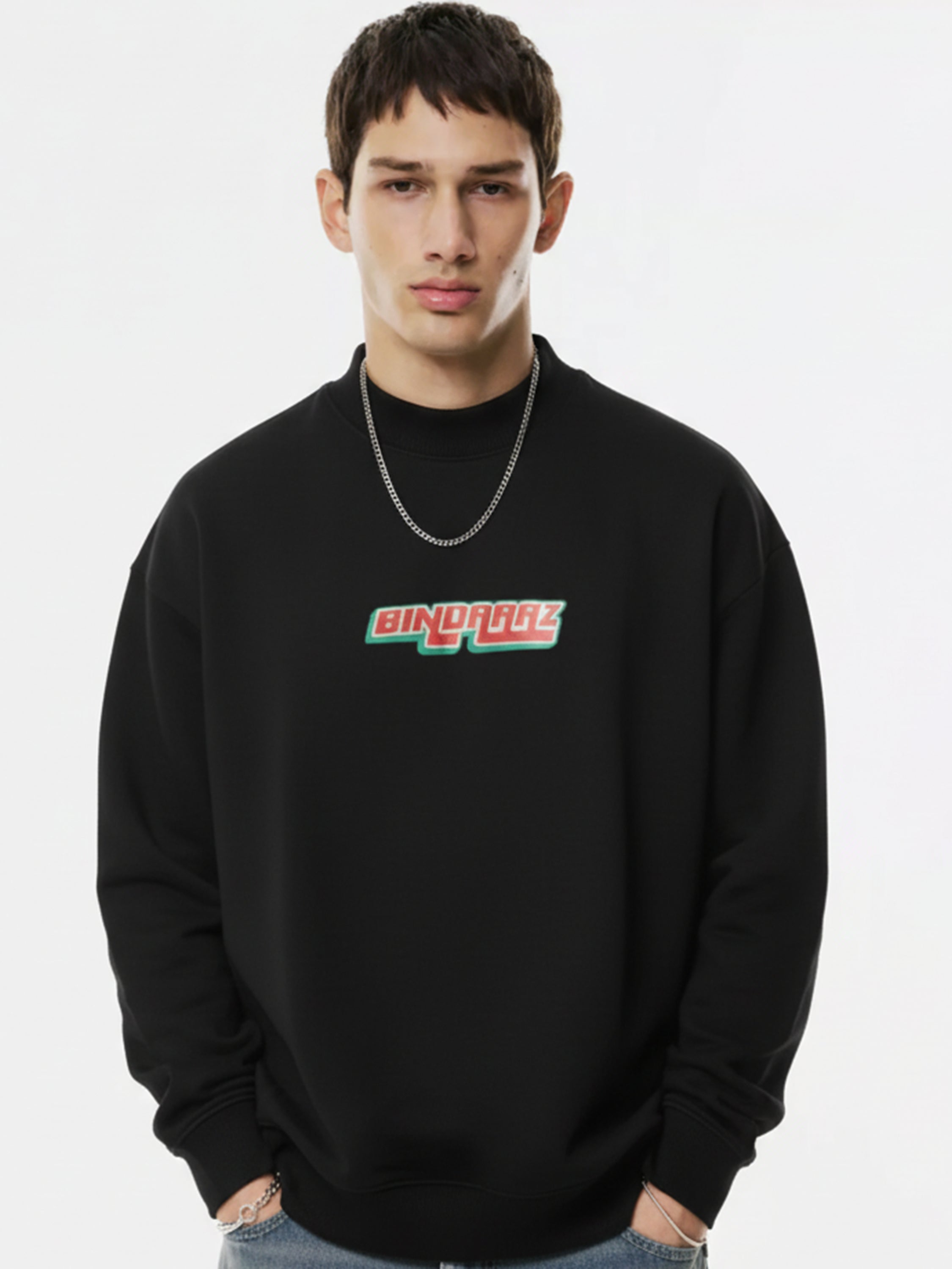 Highlander Men Black Round Neck Pullover Sweatshirt - Black - Image 1