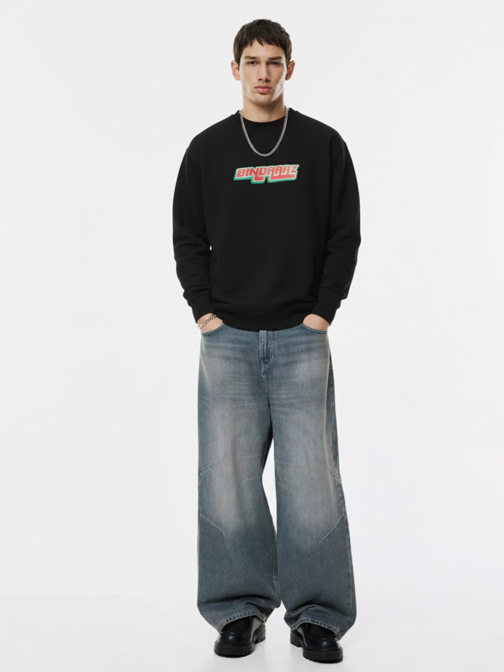 Highlander Men Black Round Neck Pullover Sweatshirt - Black - Image 2