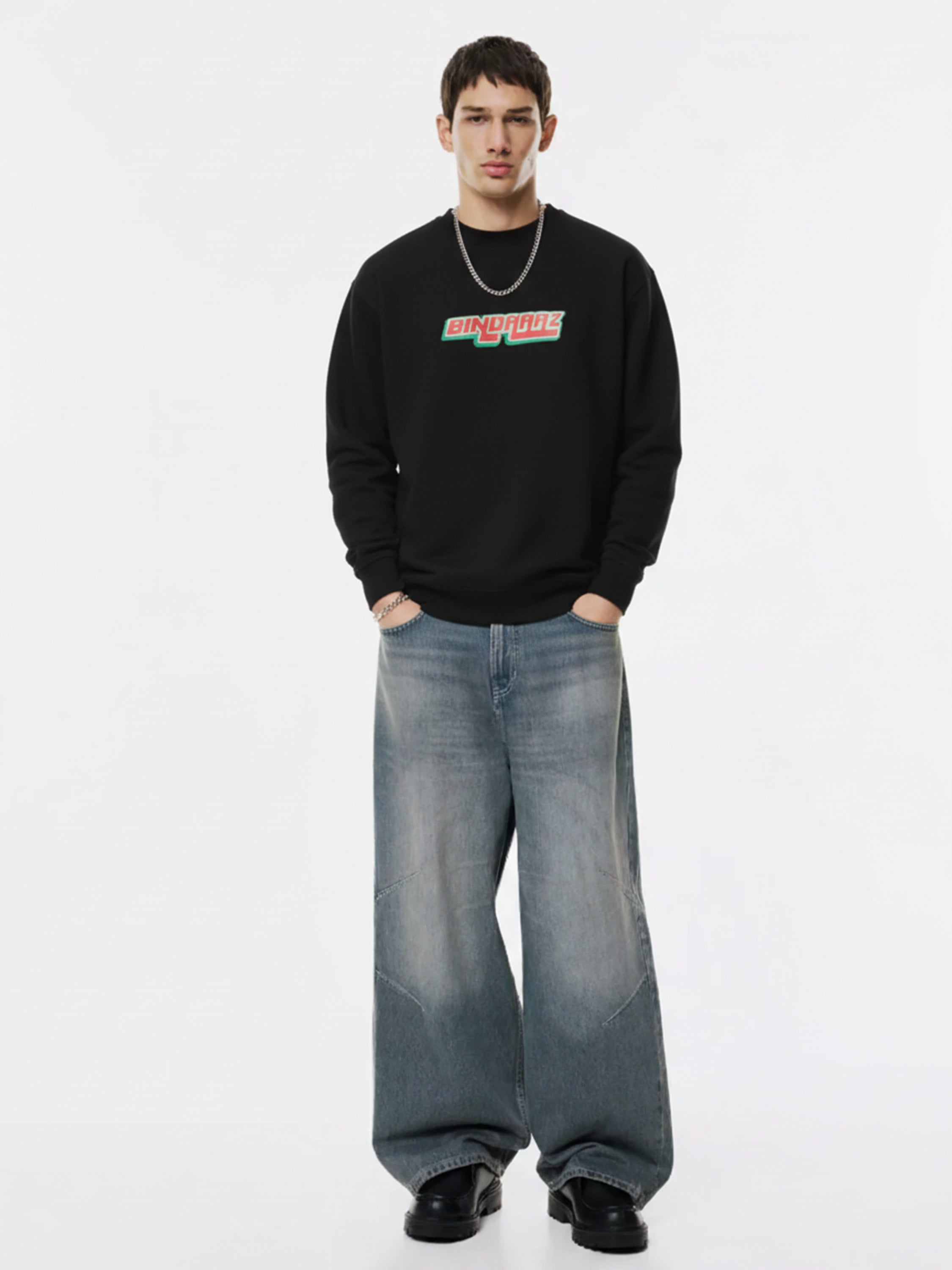 Highlander Men Black Round Neck Pullover Sweatshirt - Black - Image 2