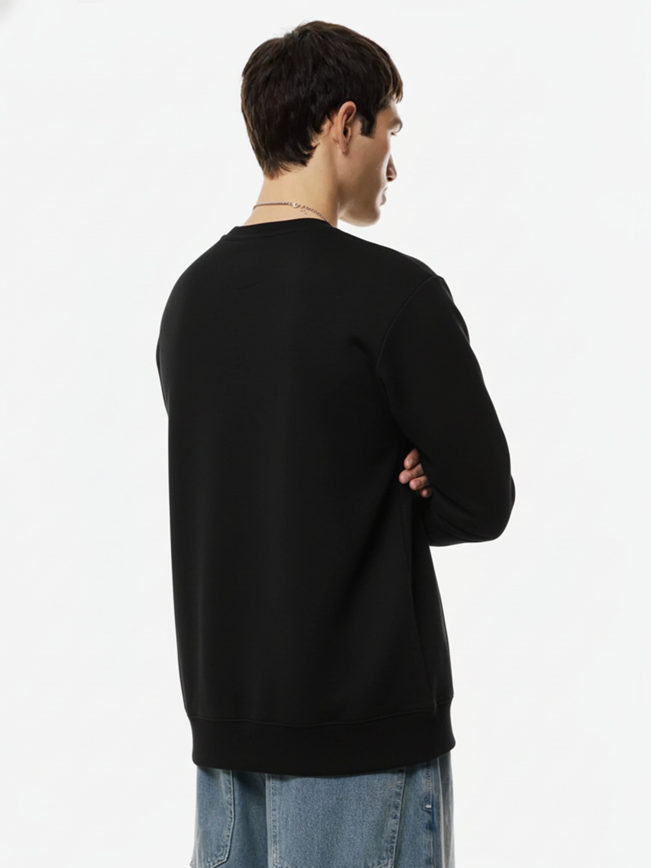 Highlander Men Black Round Neck Pullover Sweatshirt - Black - Image 3