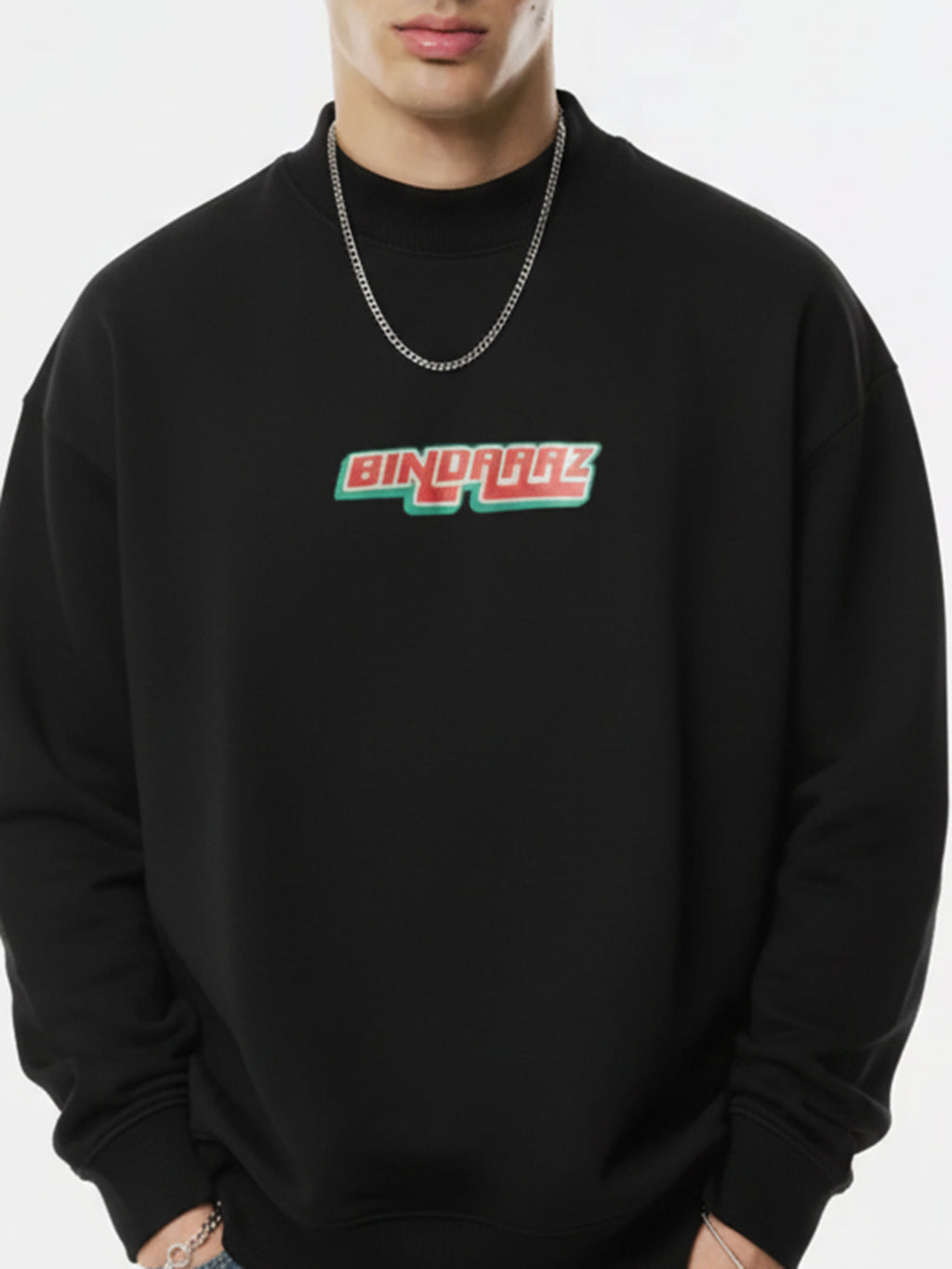 Highlander Men Black Round Neck Pullover Sweatshirt - Black - Image 6