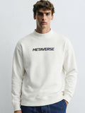 Highlander Men White Round Neck Pullover Sweatshirt - White - Image 1