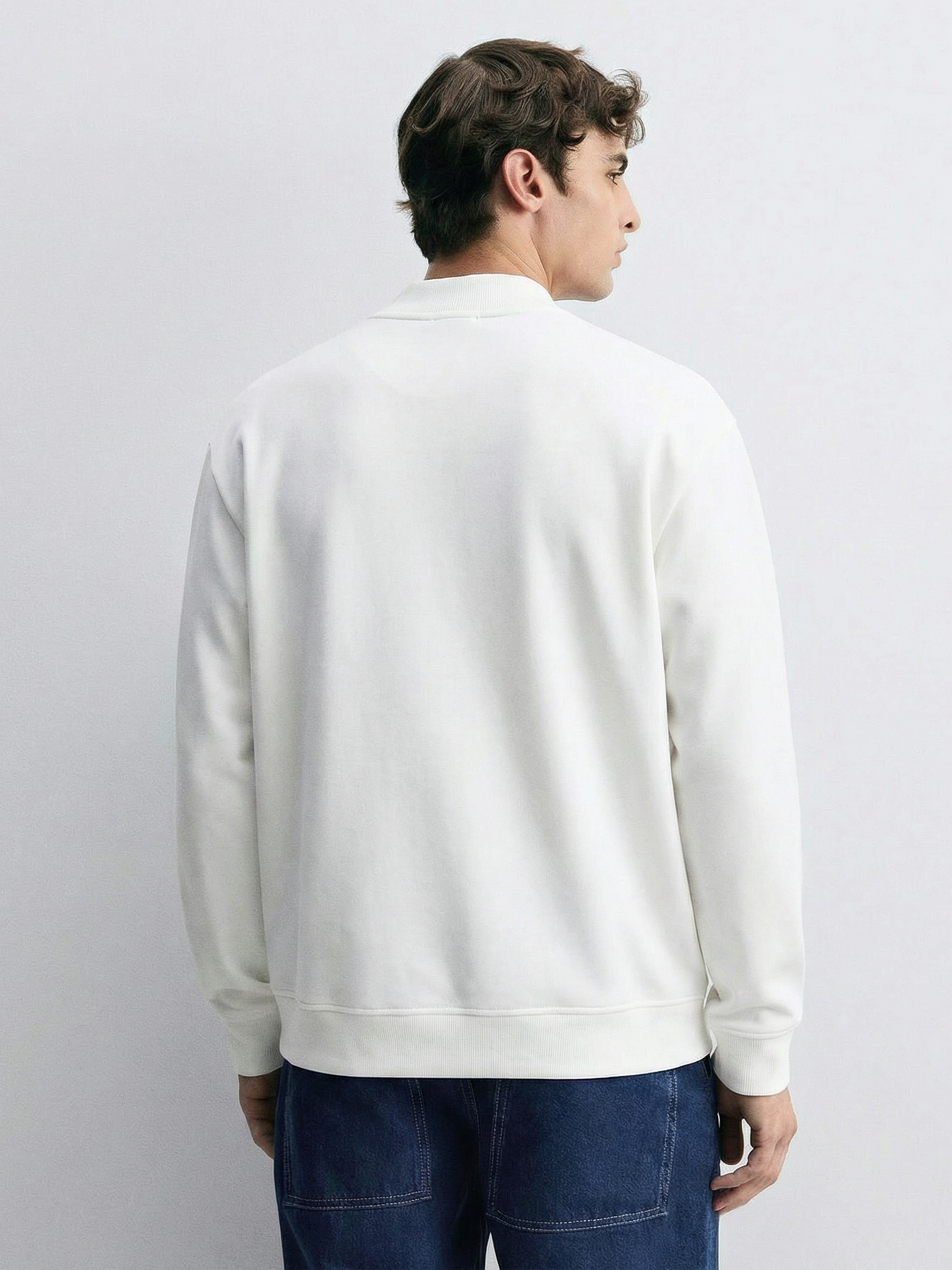 Highlander Men White Round Neck Pullover Sweatshirt - White - Image 2