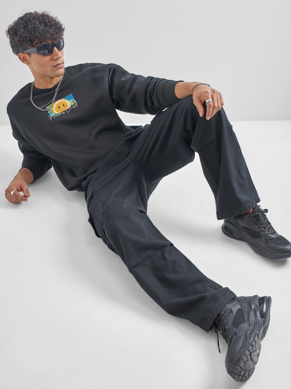 Highlander Men Black Round Neck Pullover Sweatshirt - Black - Image 2